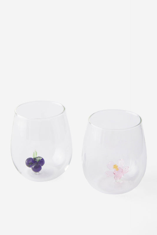 Set Of 2 Glass Icon Tumblers