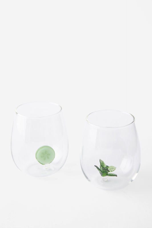 Set Of 2 Glass Icon Tumblers