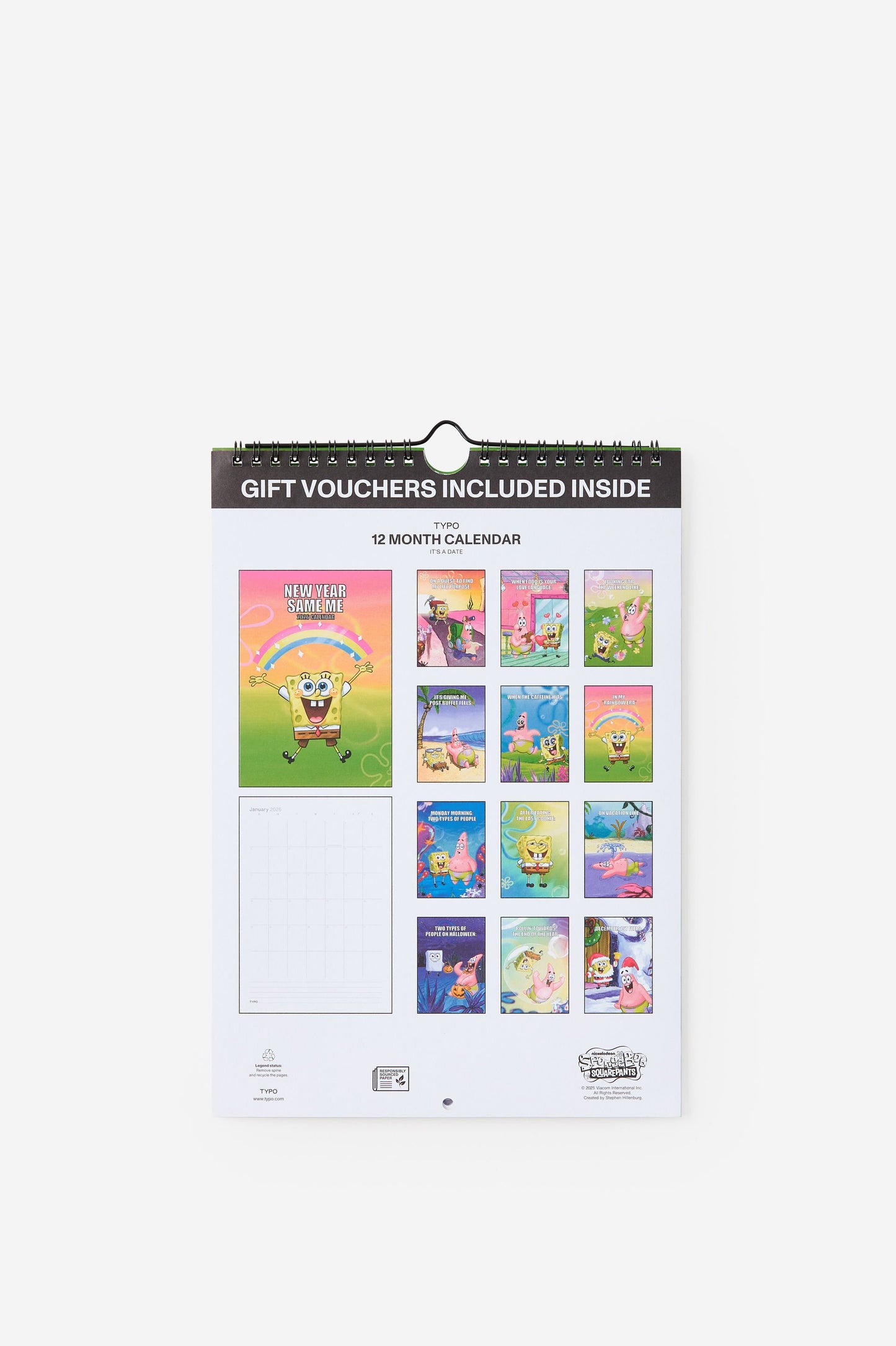 Spongebob Squarepants 2026 Get A Date Wall Calendar