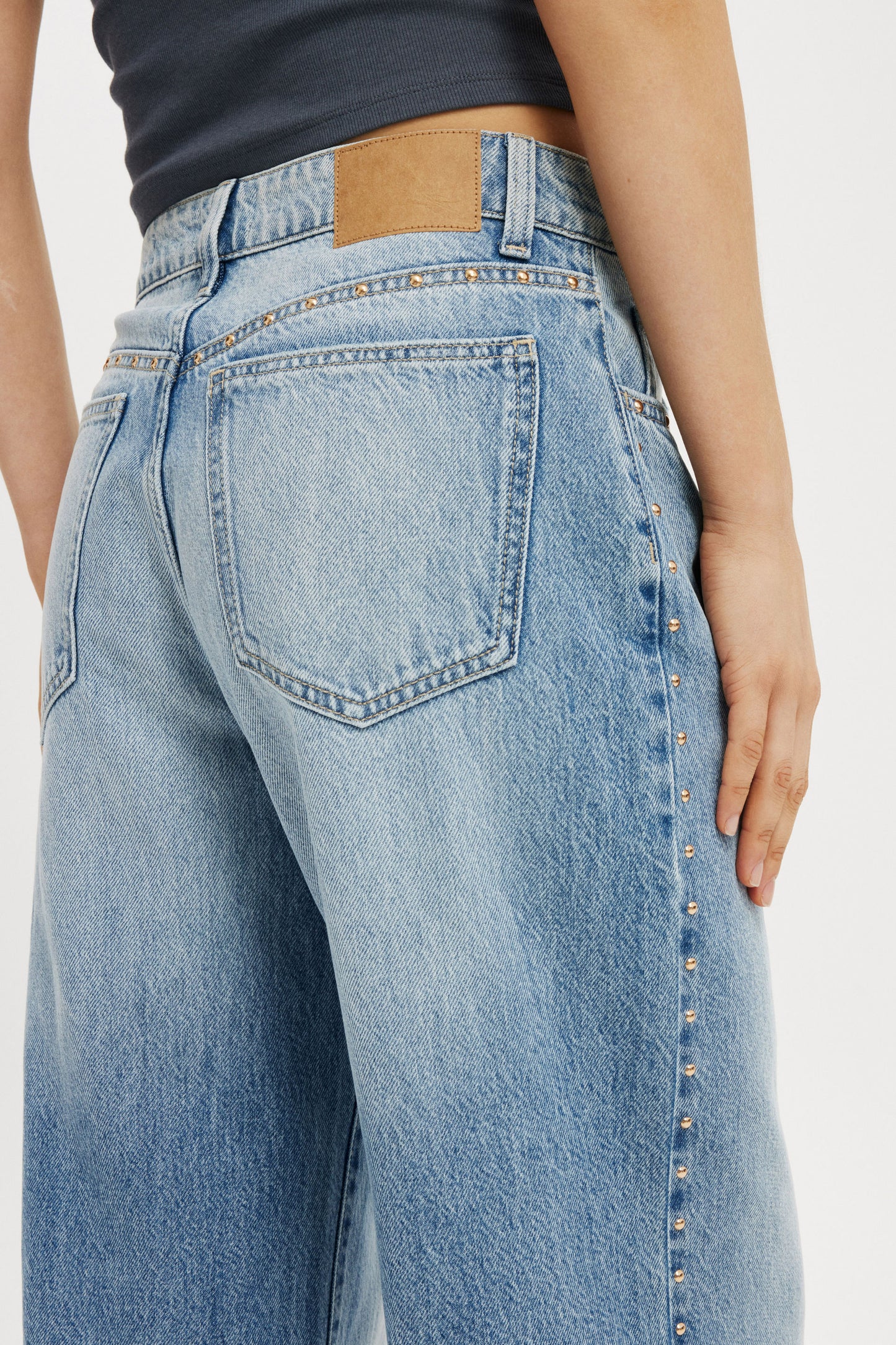 Studded Relaxed Wide Jean