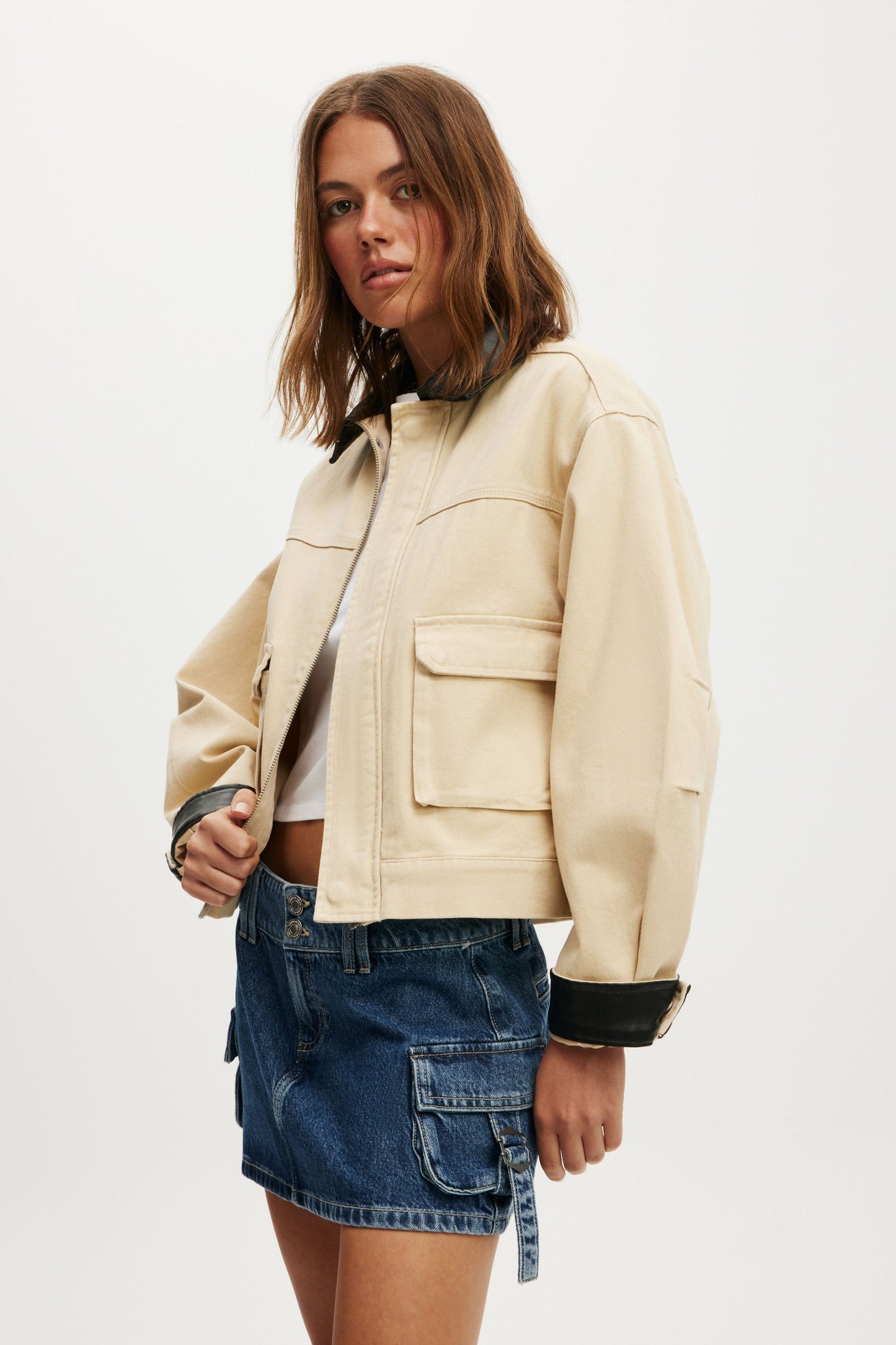 Cargo Denim Mini Skirt