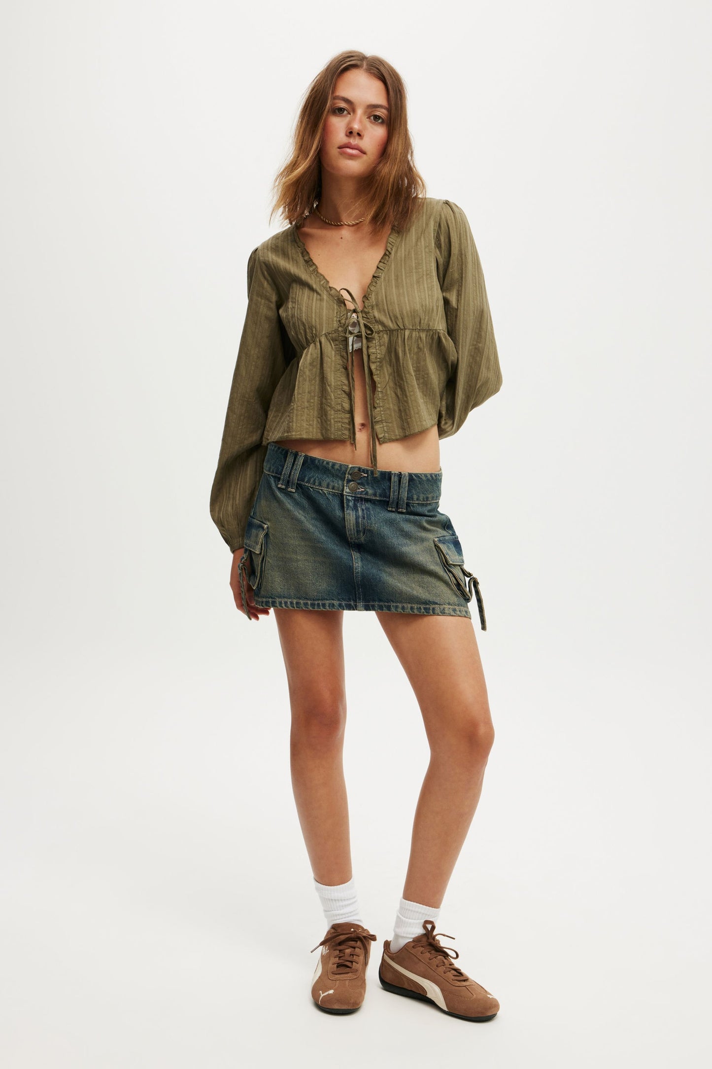 Cargo Denim Mini Skirt