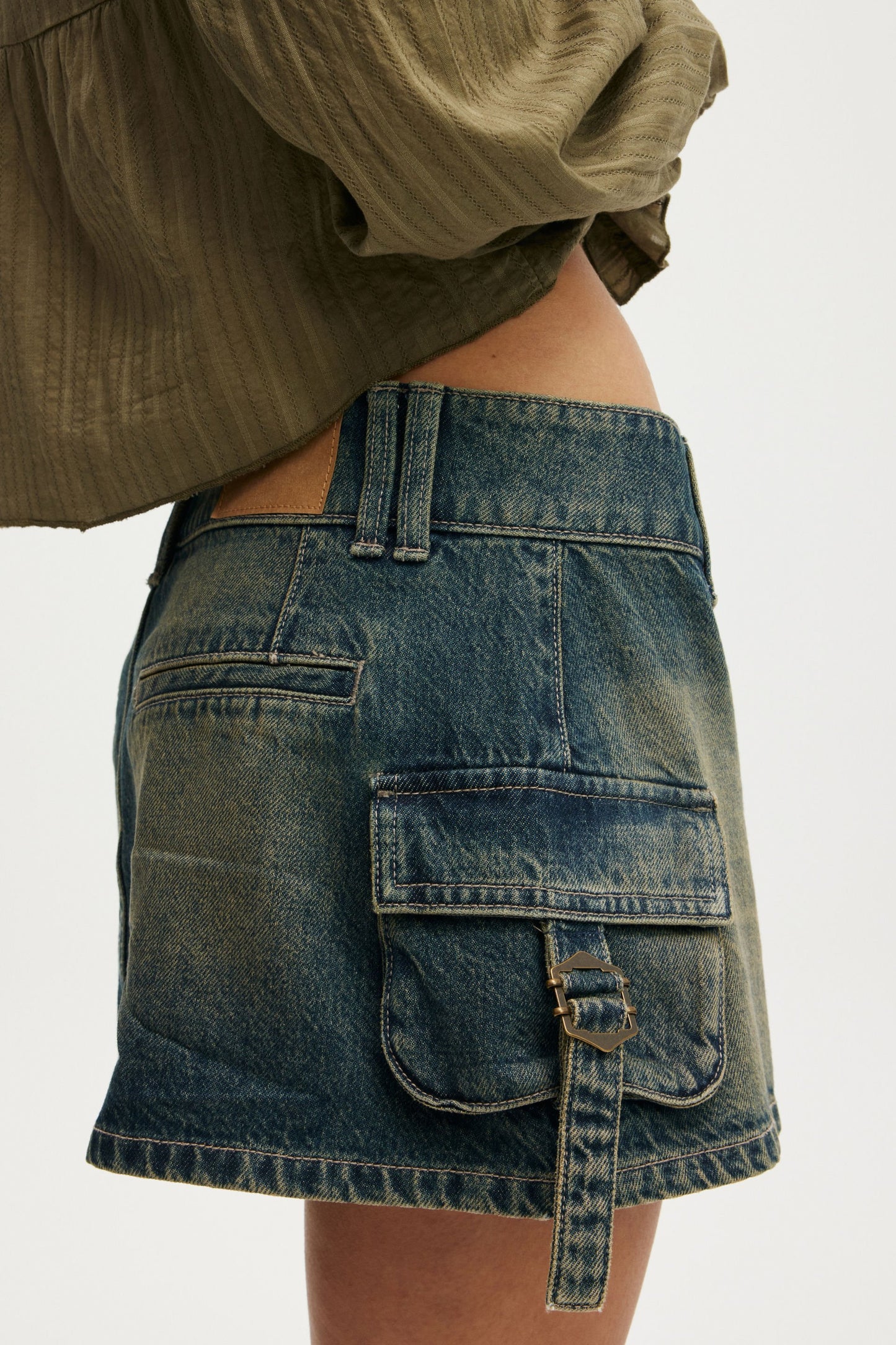 Cargo Denim Mini Skirt