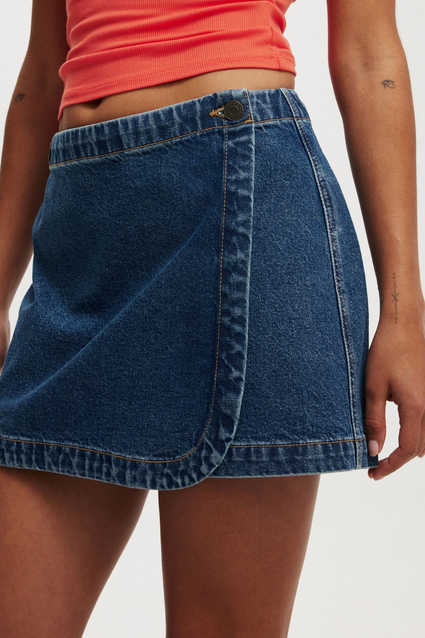 Wrapped Denim Mini Skirt