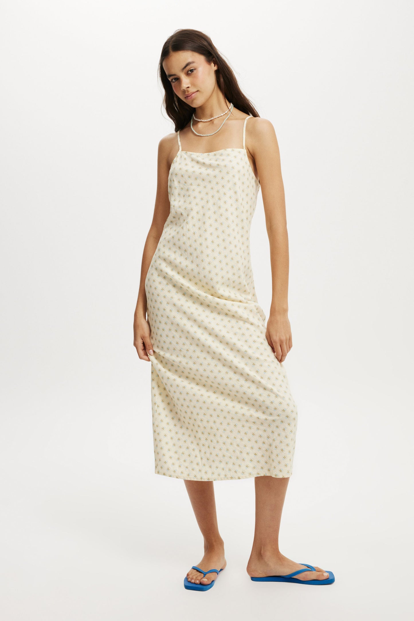 Haven Straight Neck Midi Dress