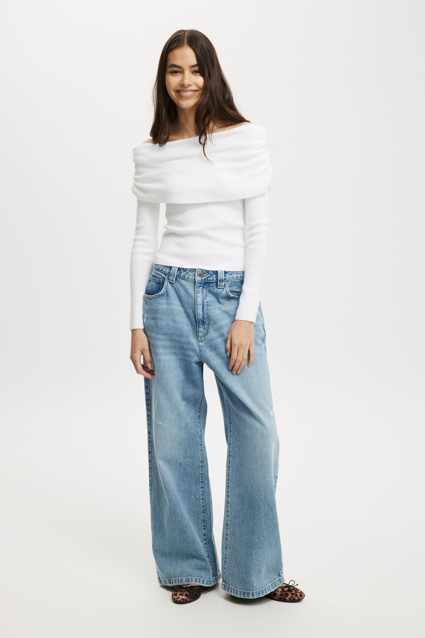Everfine Rib Ruched Off Shoulder