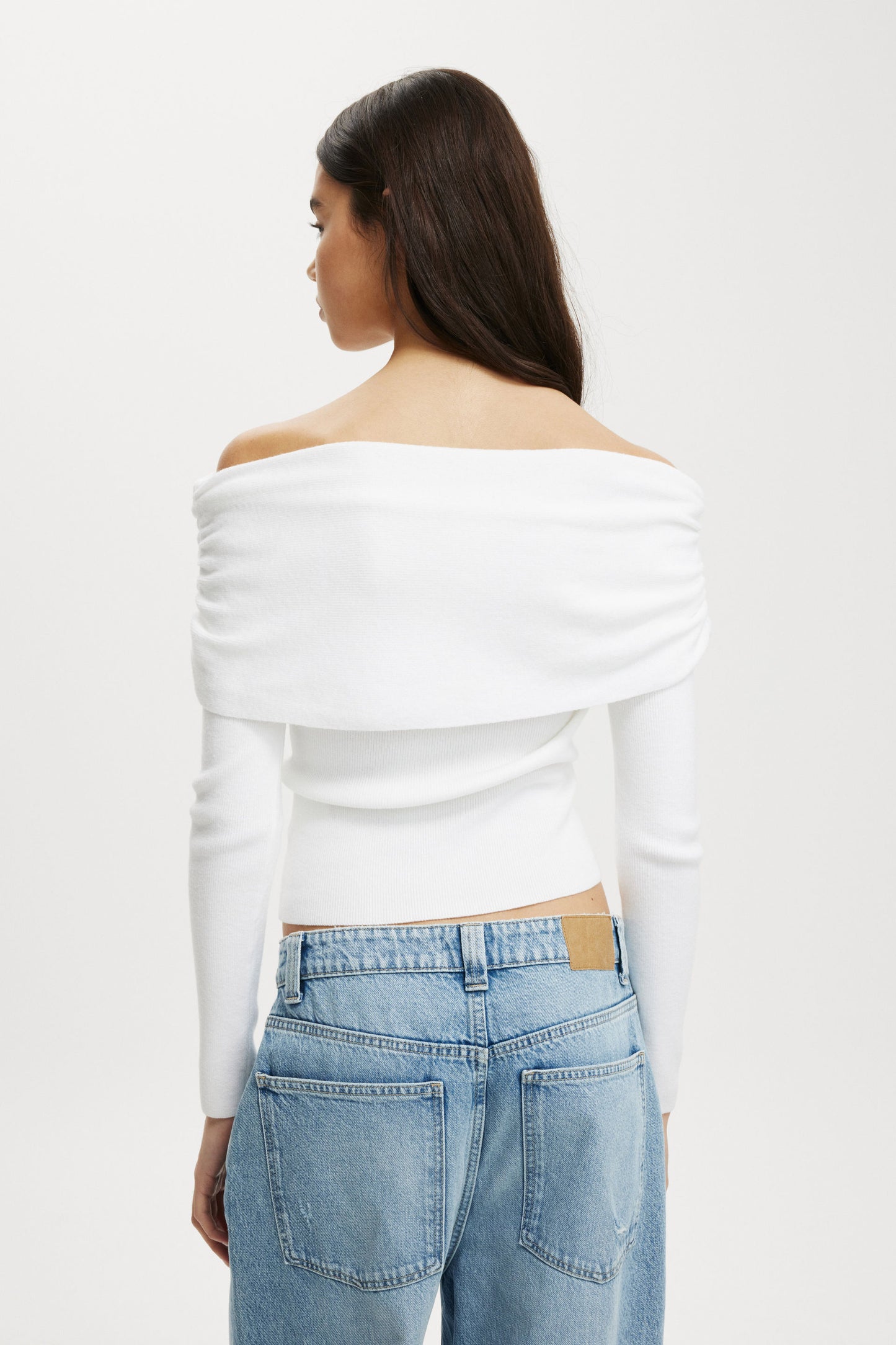 Everfine Rib Ruched Off Shoulder
