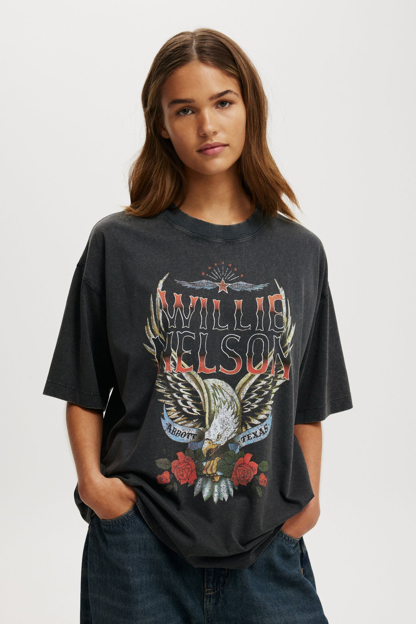 Willie Nelson Music Boxy Graphic Tee