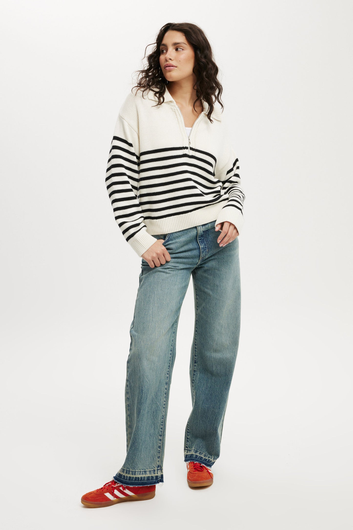 Cotton Half Zip Collar Pullover