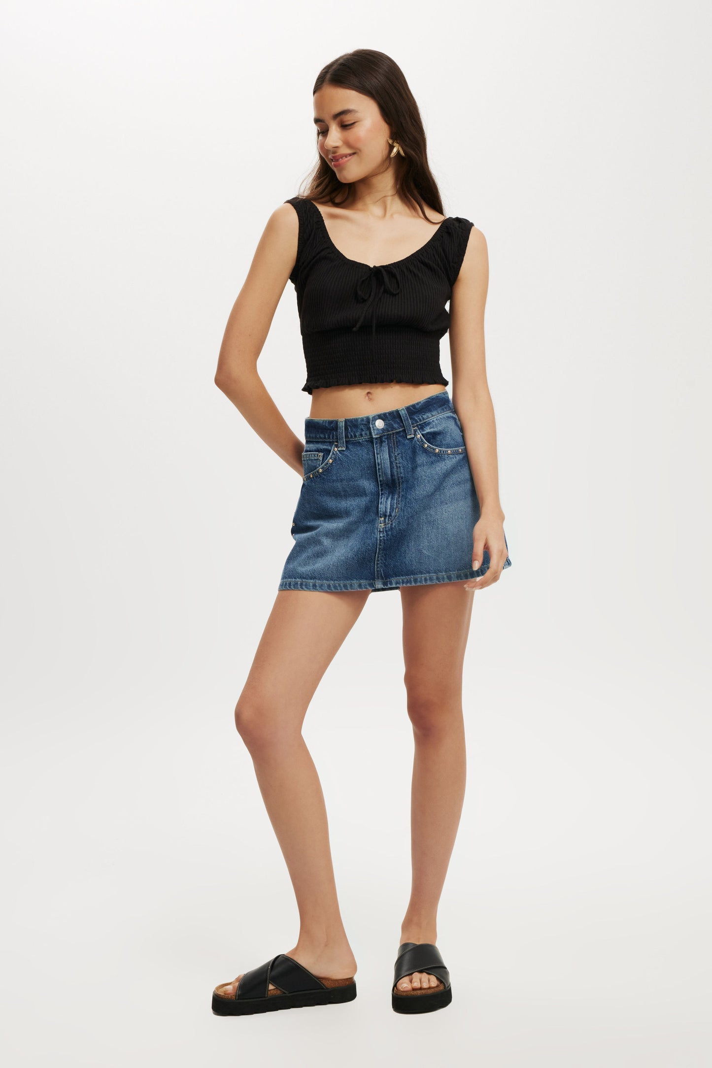 Chloe Shirred Short Sleeve Top