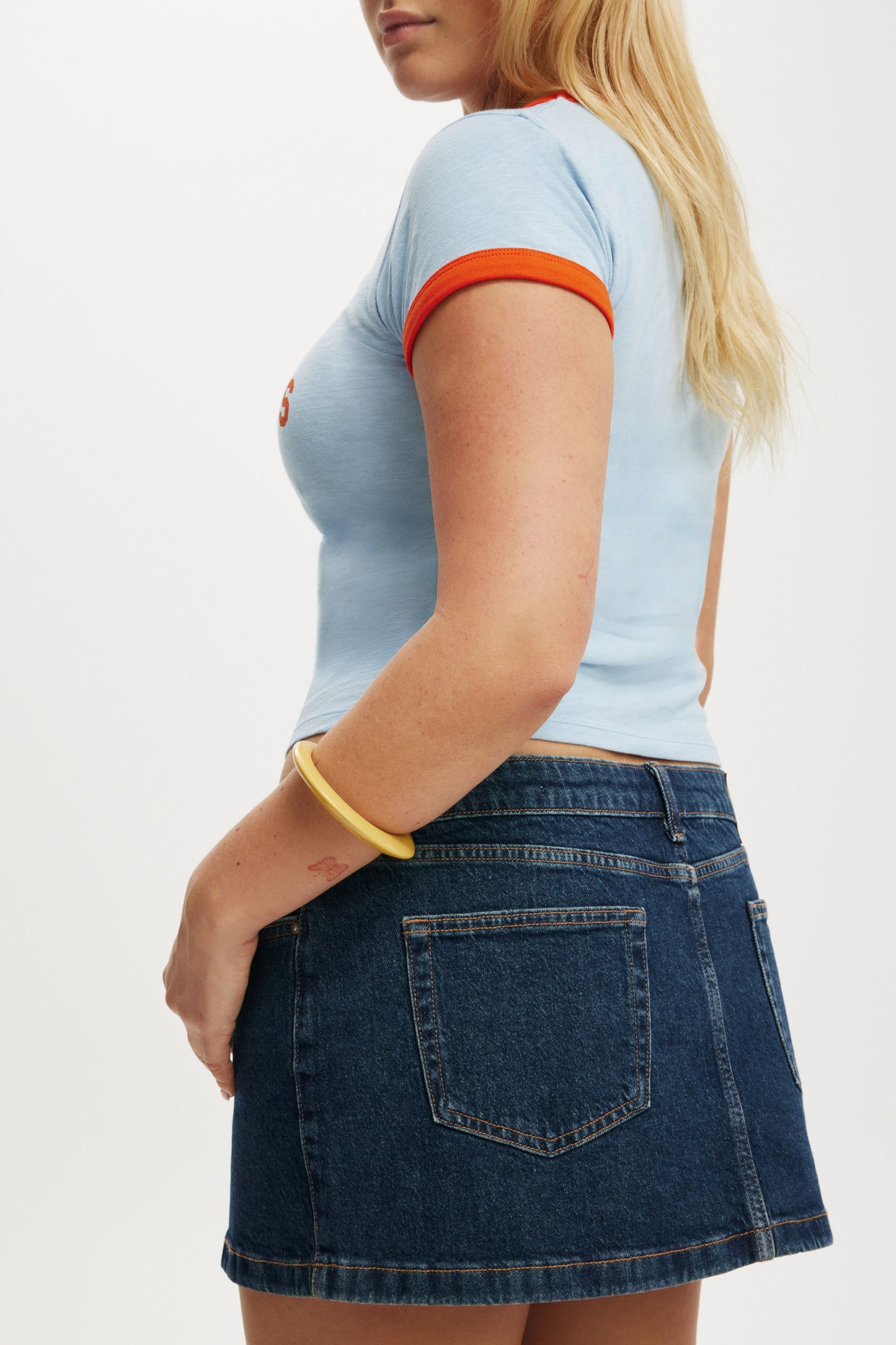 Micro Low Denim Skirt