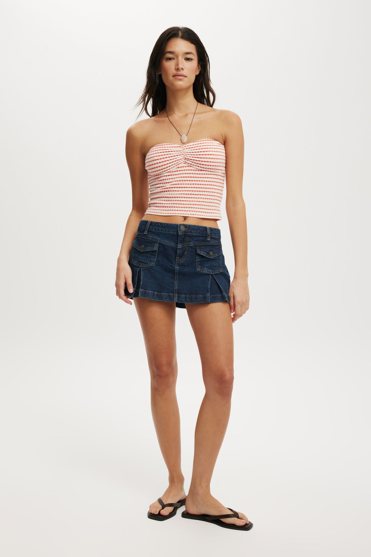 Micro Pleat Denim Skirt