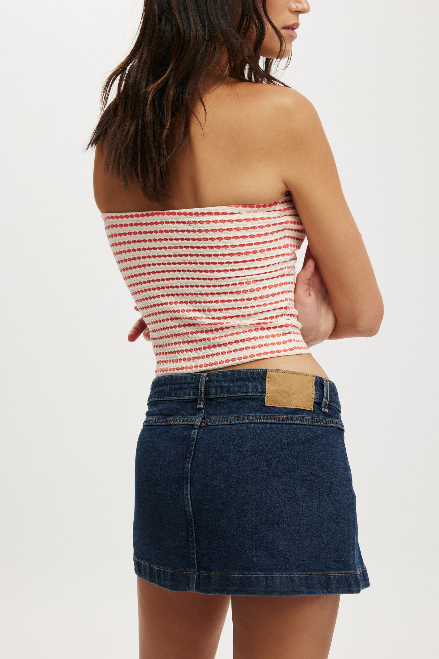 Micro Pleat Denim Skirt