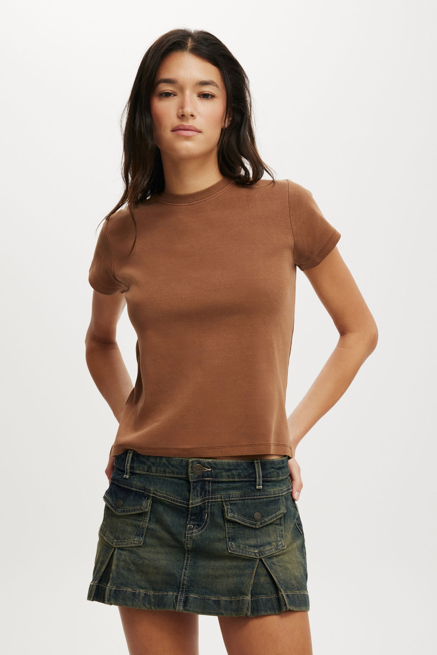 Micro Pleat Denim Skirt