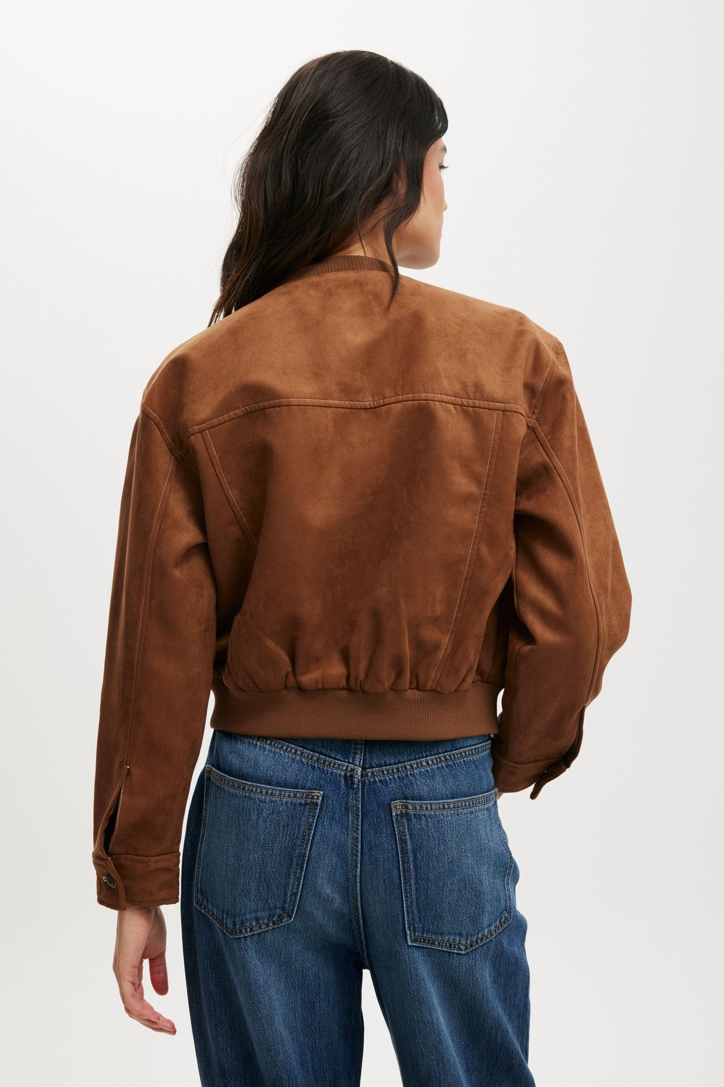 Sophia Faux Suede Utility Bomber