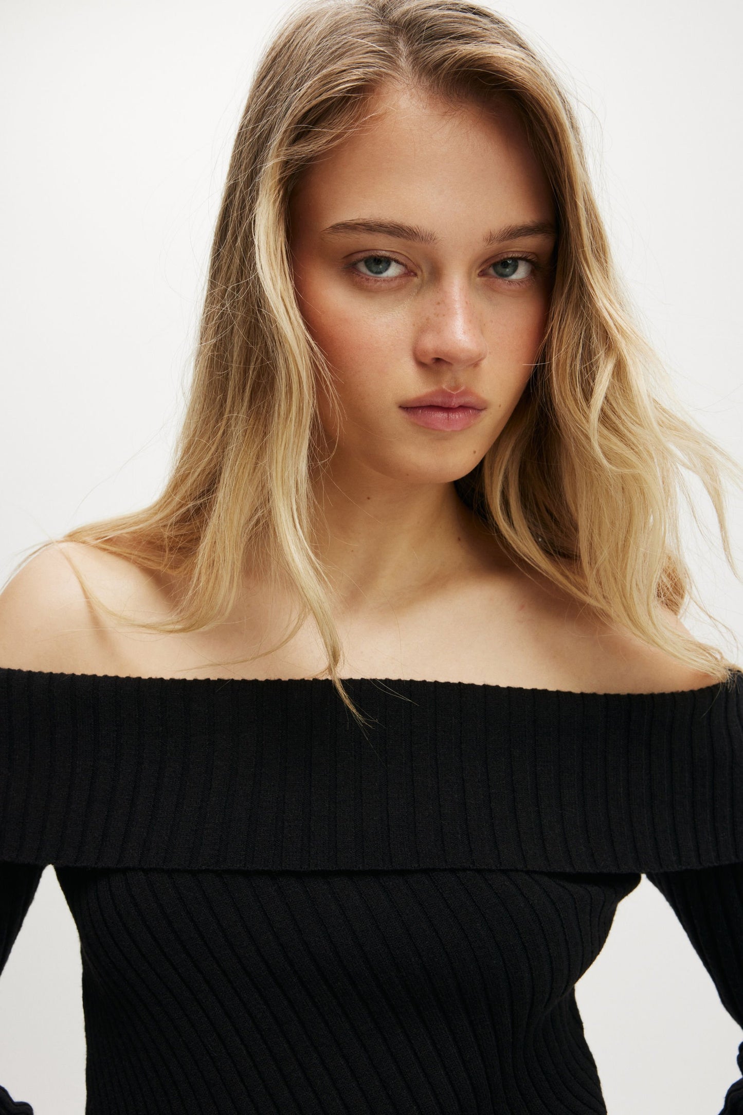 Asym Rib Off Shoulder Knit