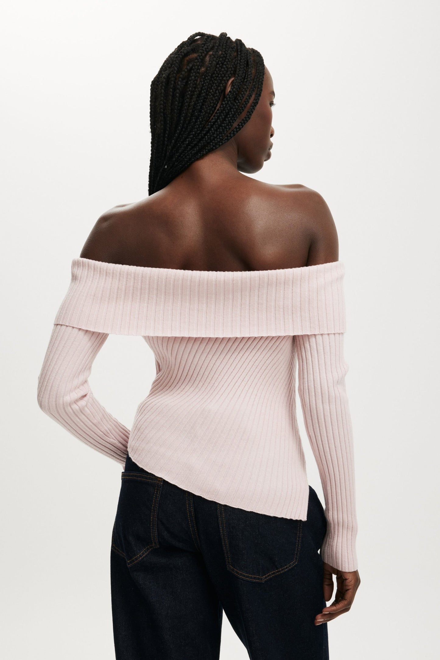 Asym Rib Off Shoulder Knit
