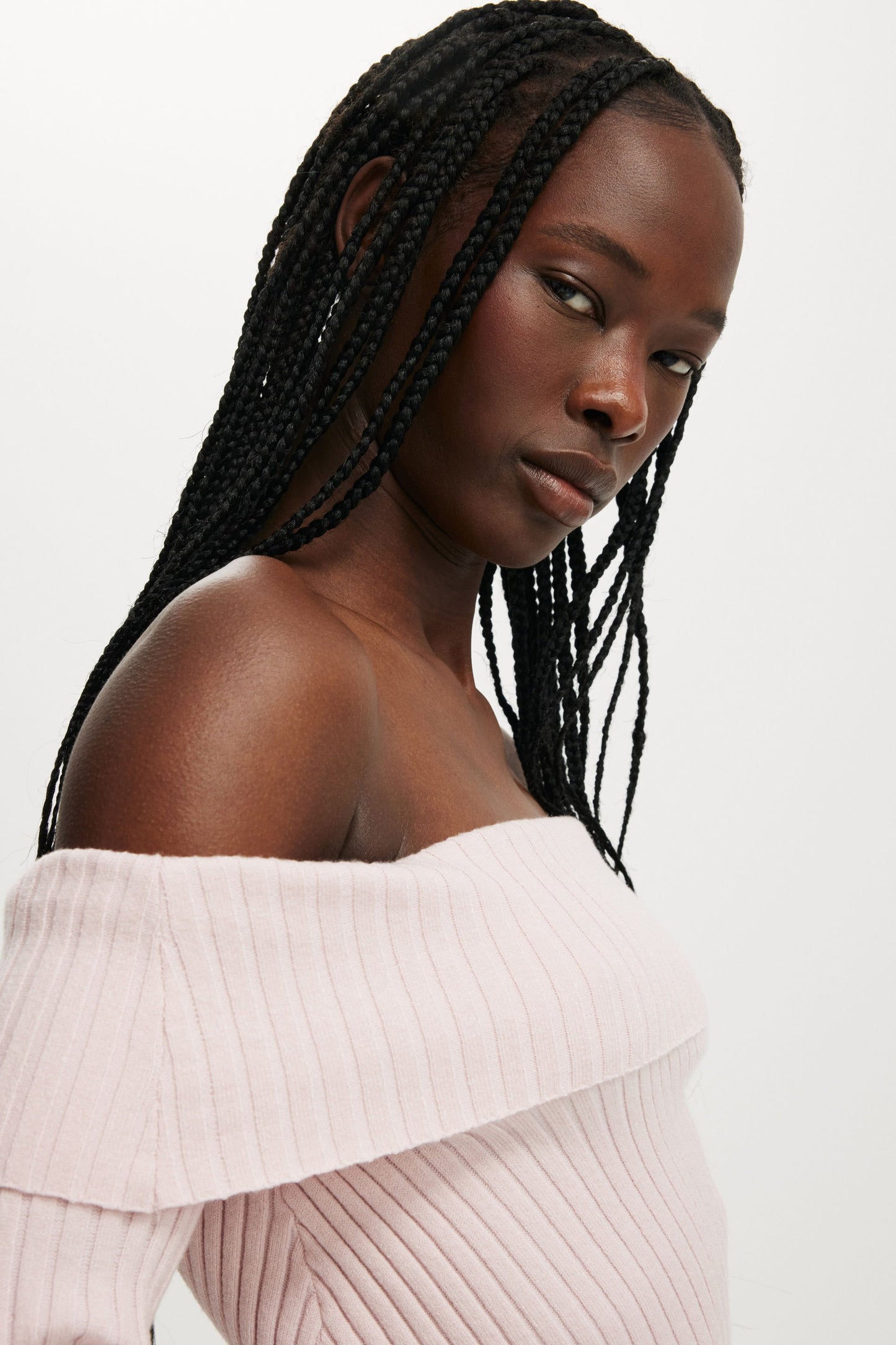 Asym Rib Off Shoulder Knit