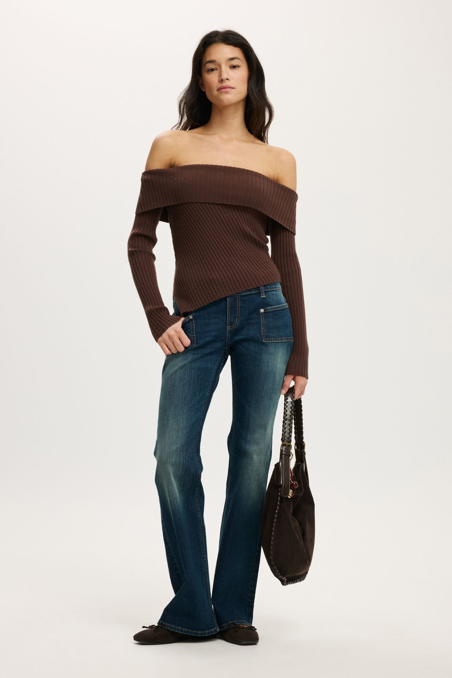 Asym Rib Off Shoulder Knit