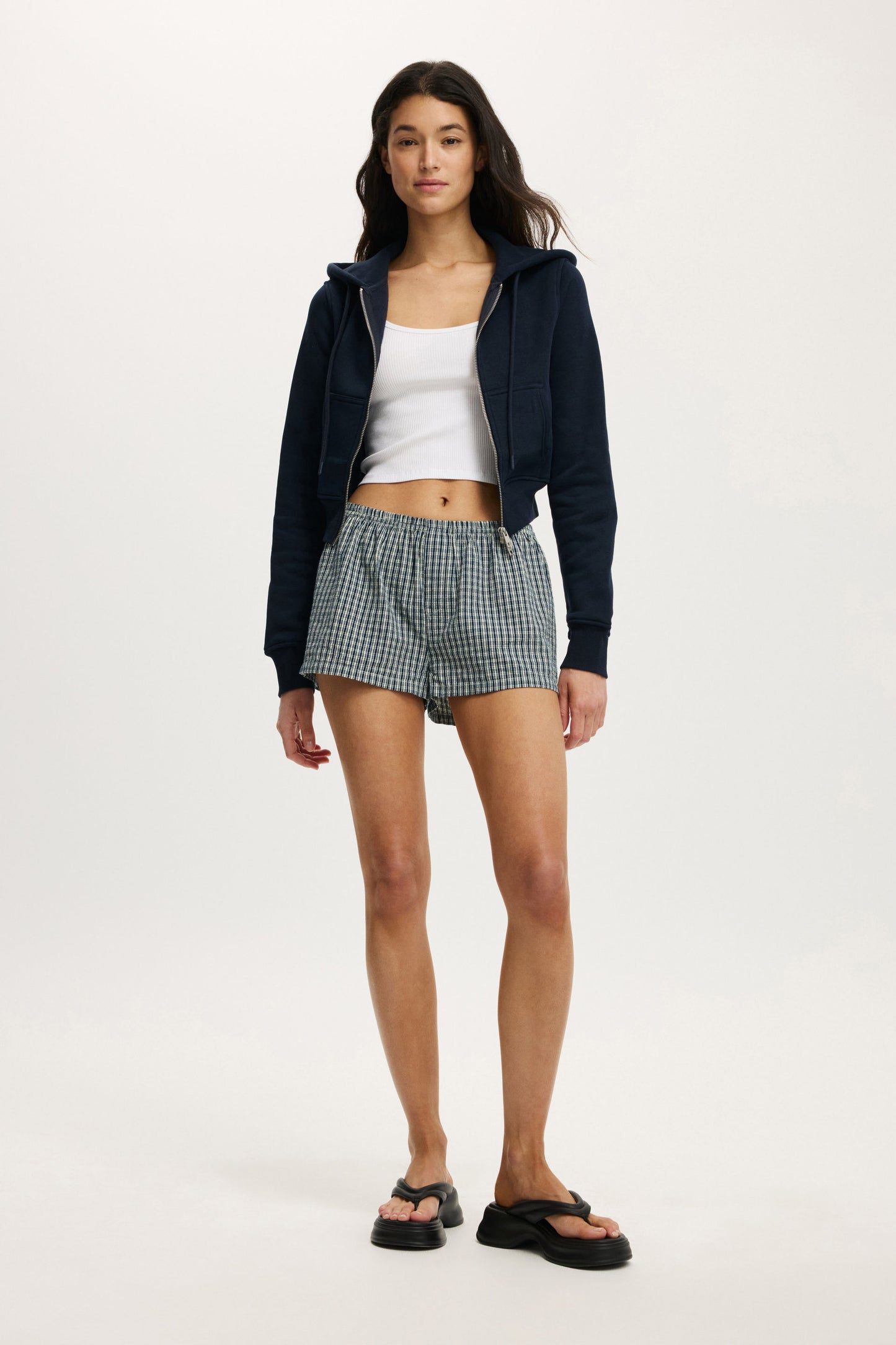 Premium Cropped Zip Through Hoodie
