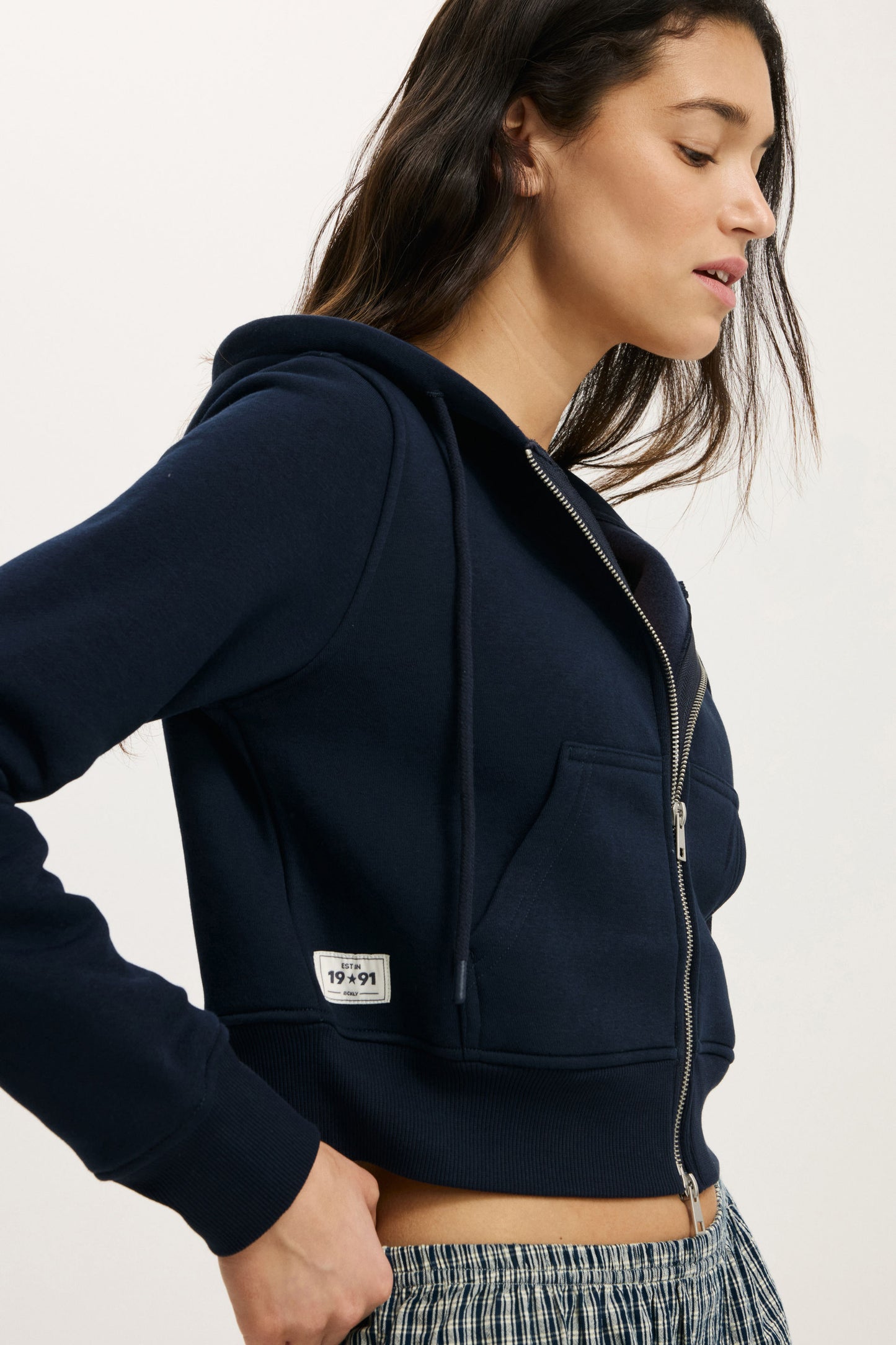 Premium Cropped Zip Through Hoodie