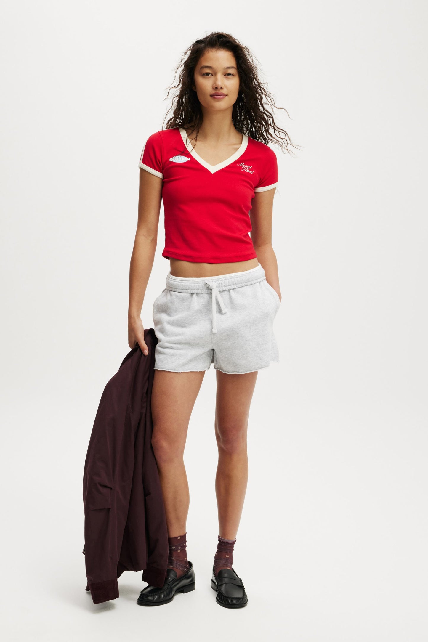 V Neck Retro Baby Graphic Tee
