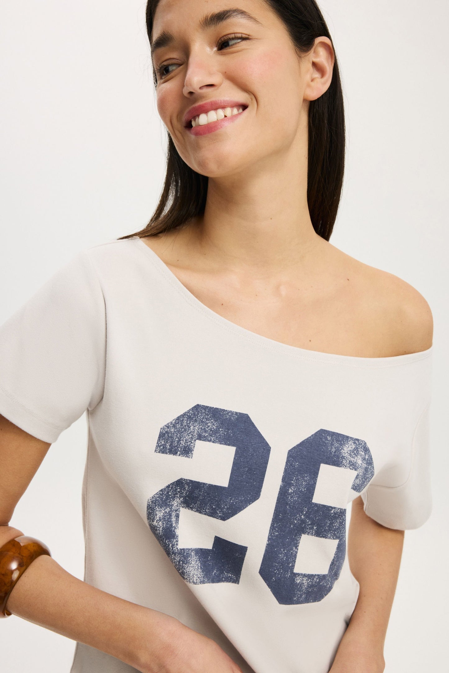 The Sporty Off Shoulder Graphic Tee