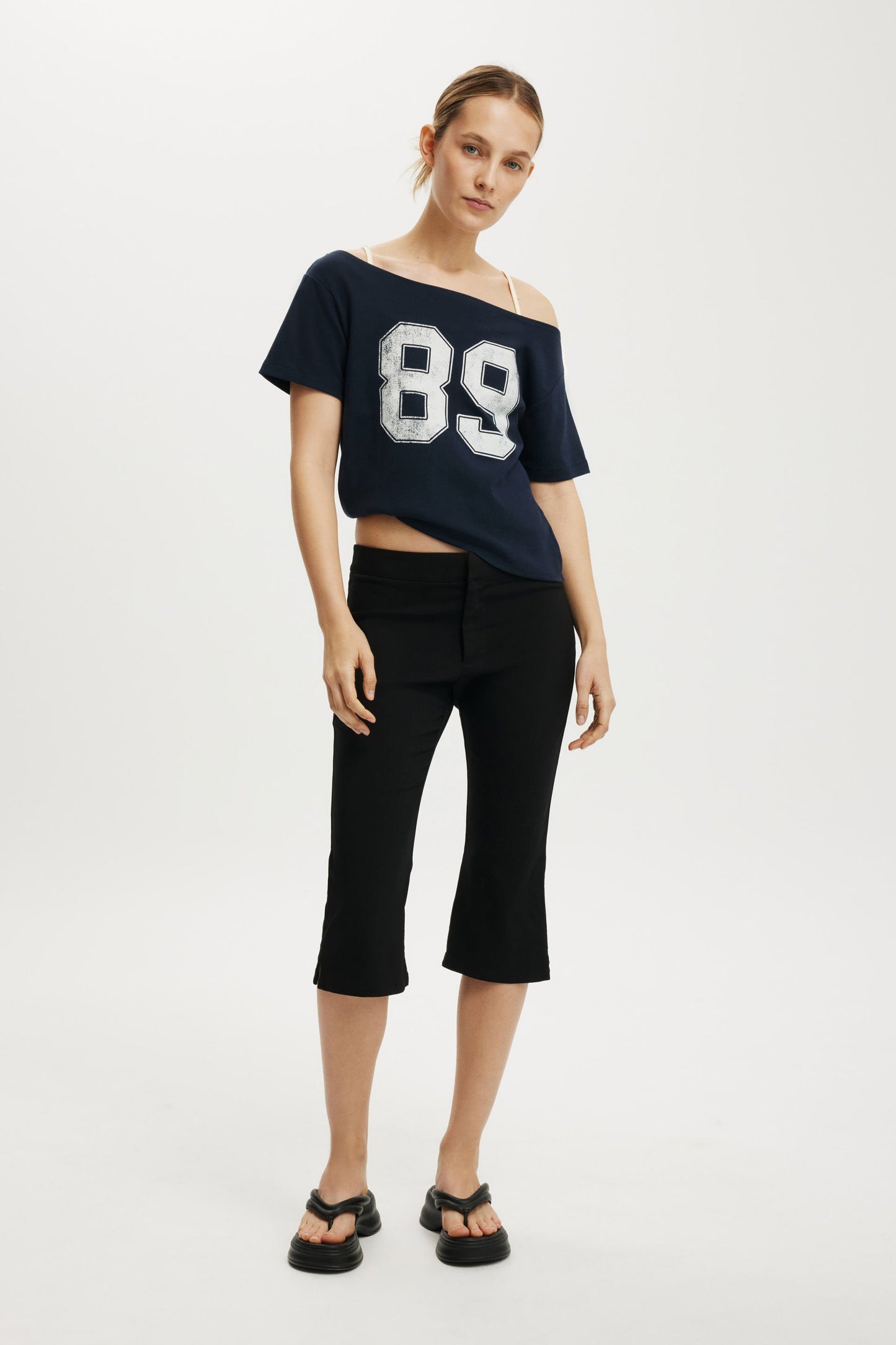 The Sporty Off Shoulder Graphic Tee