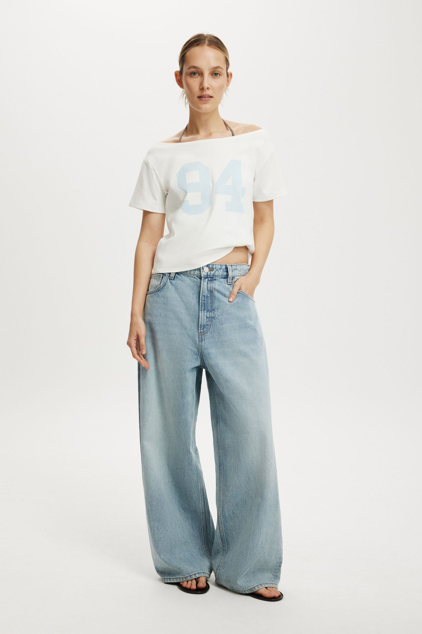 The Sporty Off Shoulder Graphic Tee