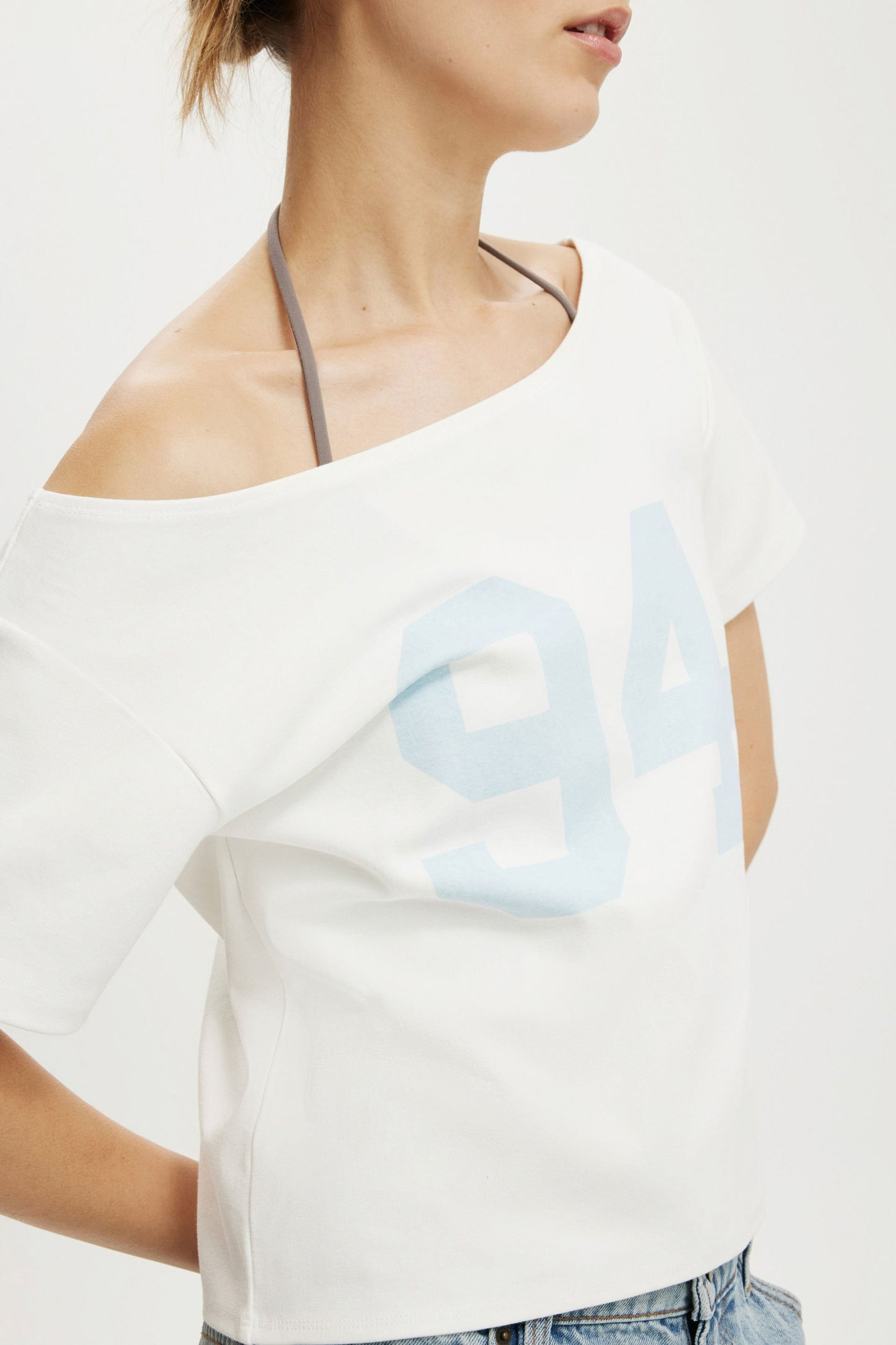 The Sporty Off Shoulder Graphic Tee