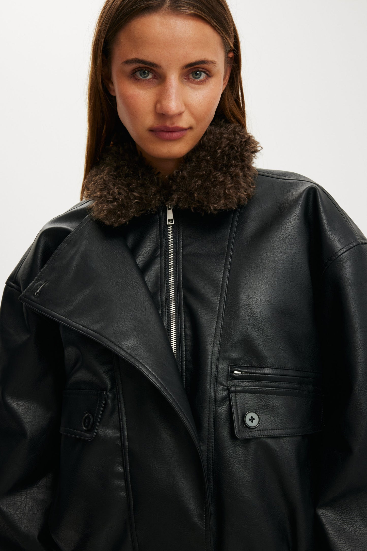 Darcy Faux Leather Bomber