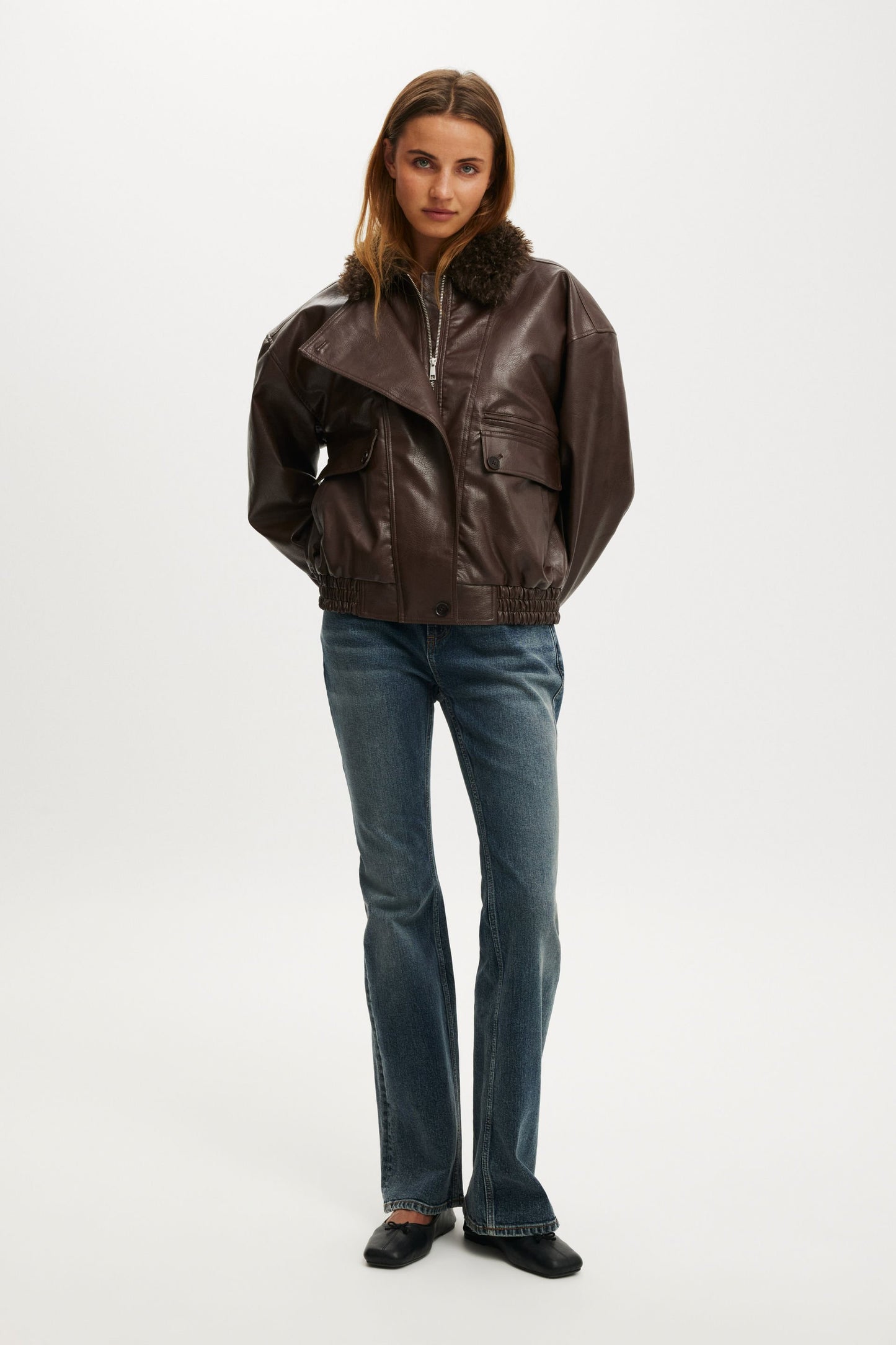 Darcy Faux Leather Bomber