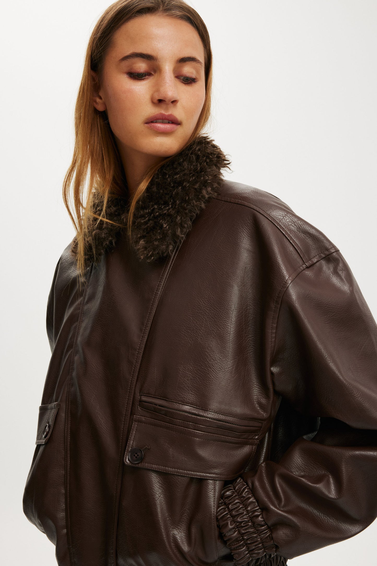 Darcy Faux Leather Bomber