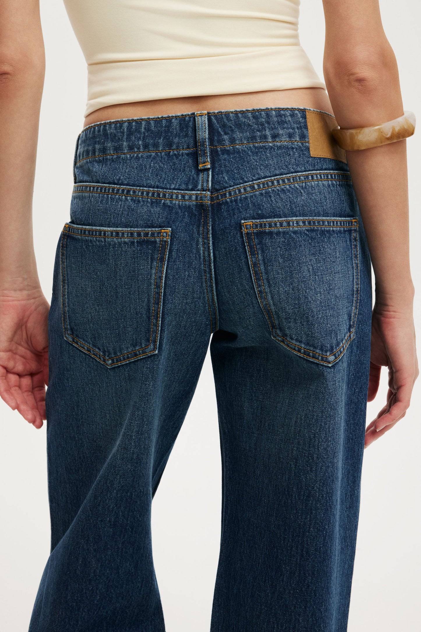 Belted Low Rise Straight Jean