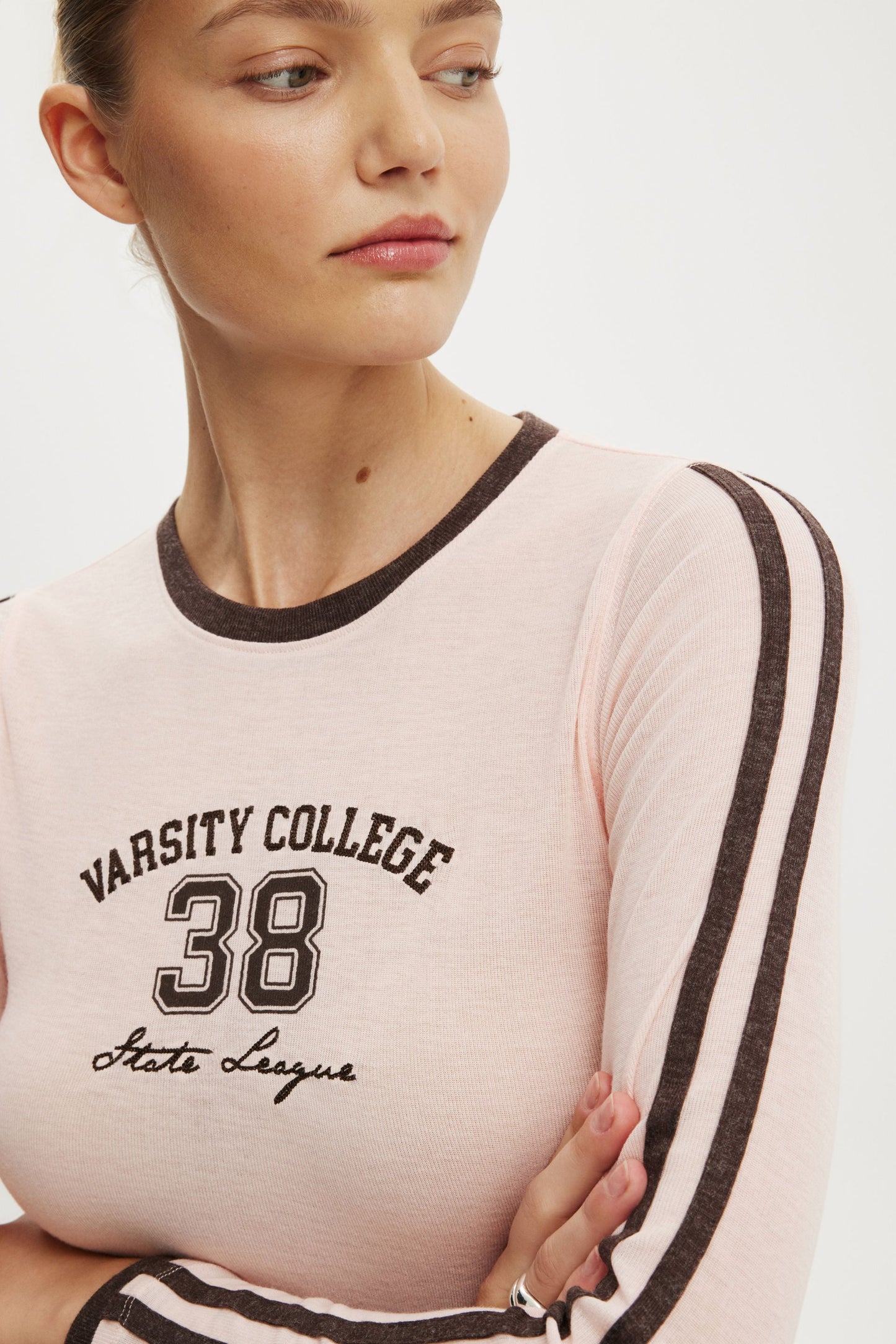 Ls Jersey Fitted Graphic Top