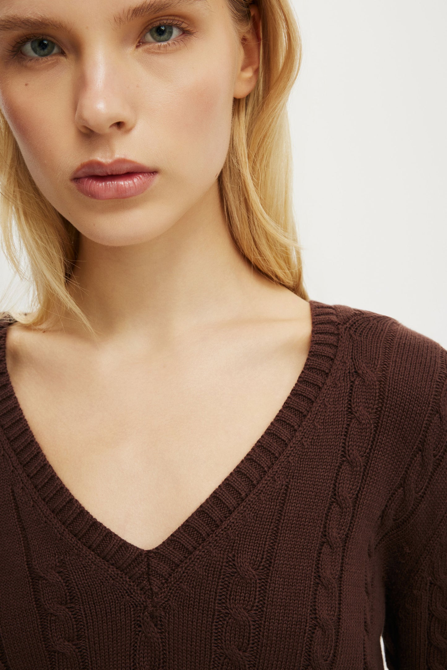 Cotton V Neck Pullover