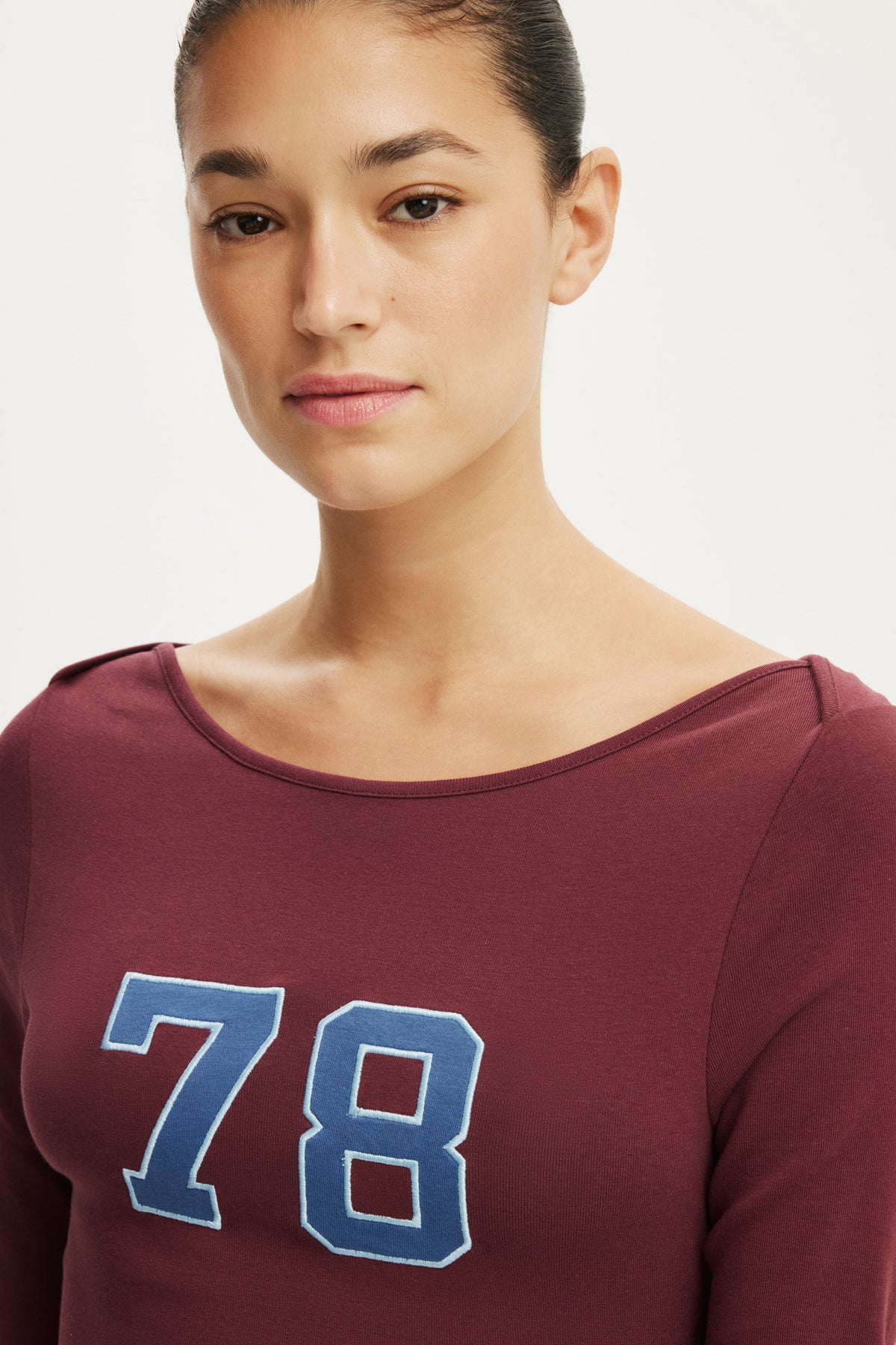 Boat Neck Graphic 3/4 Sleeve