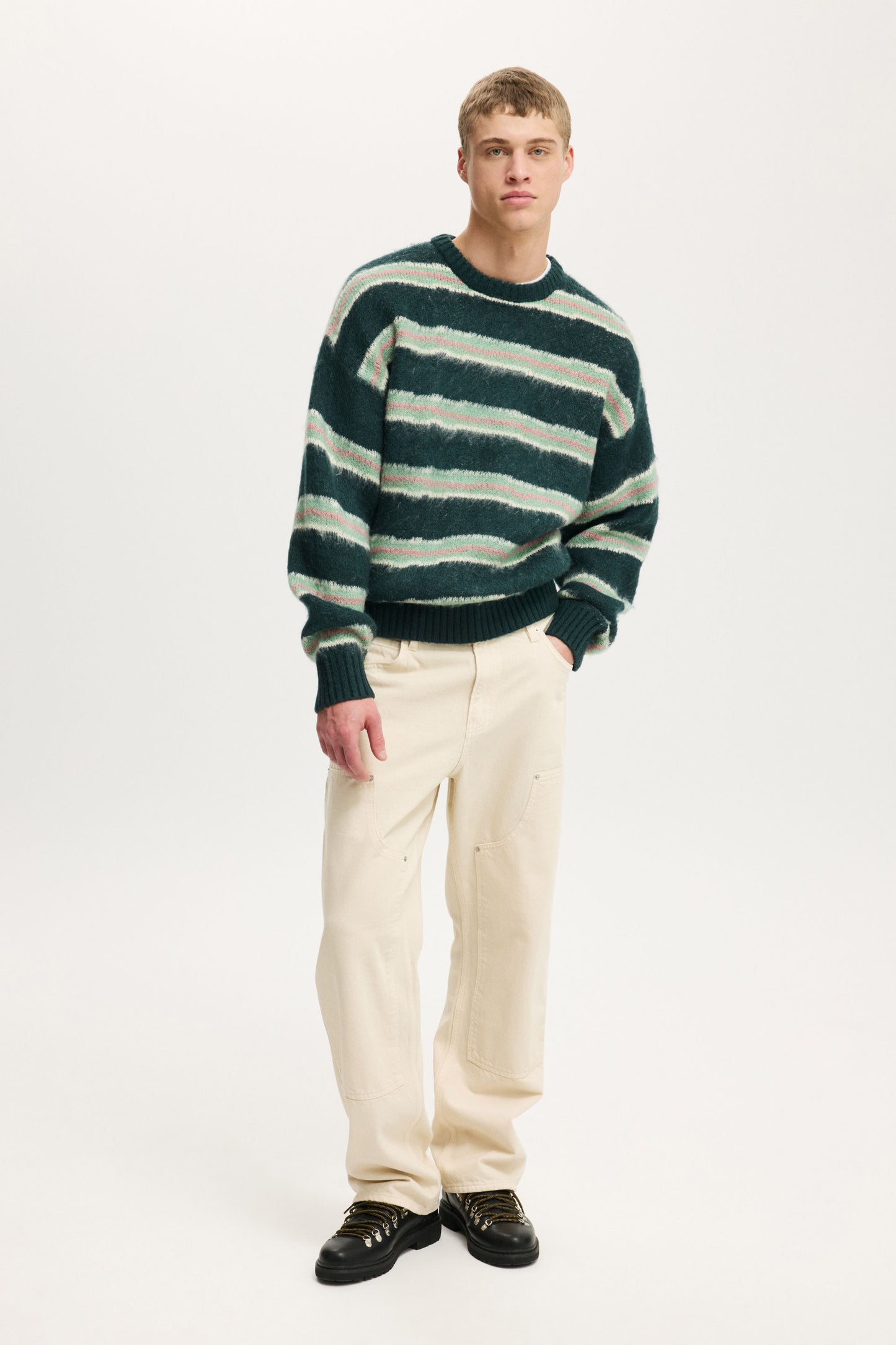 Box Fit Fuzzy Crew Knit