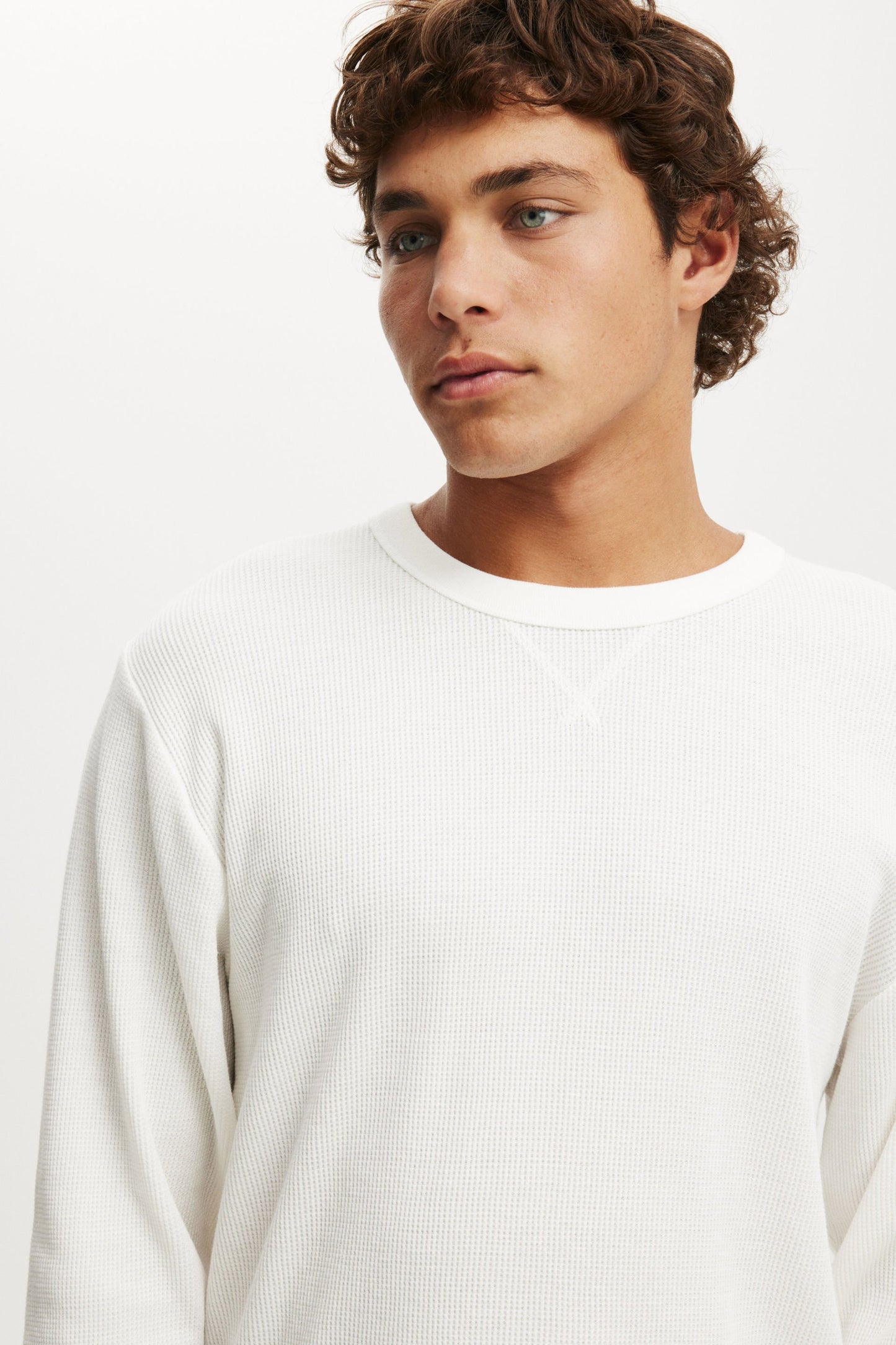 Cropped Fit Textured Long Sleeve