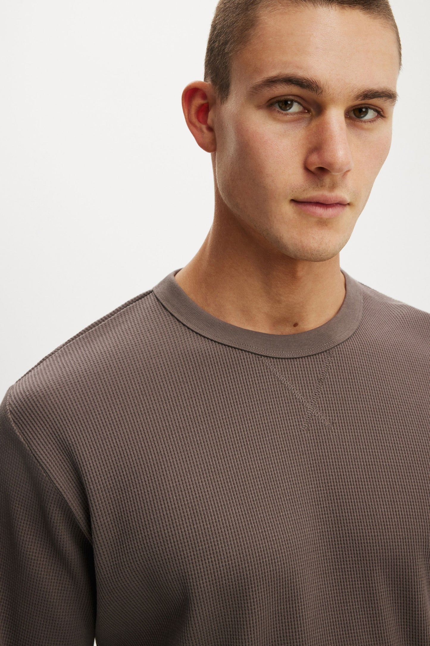 Cropped Fit Textured Long Sleeve