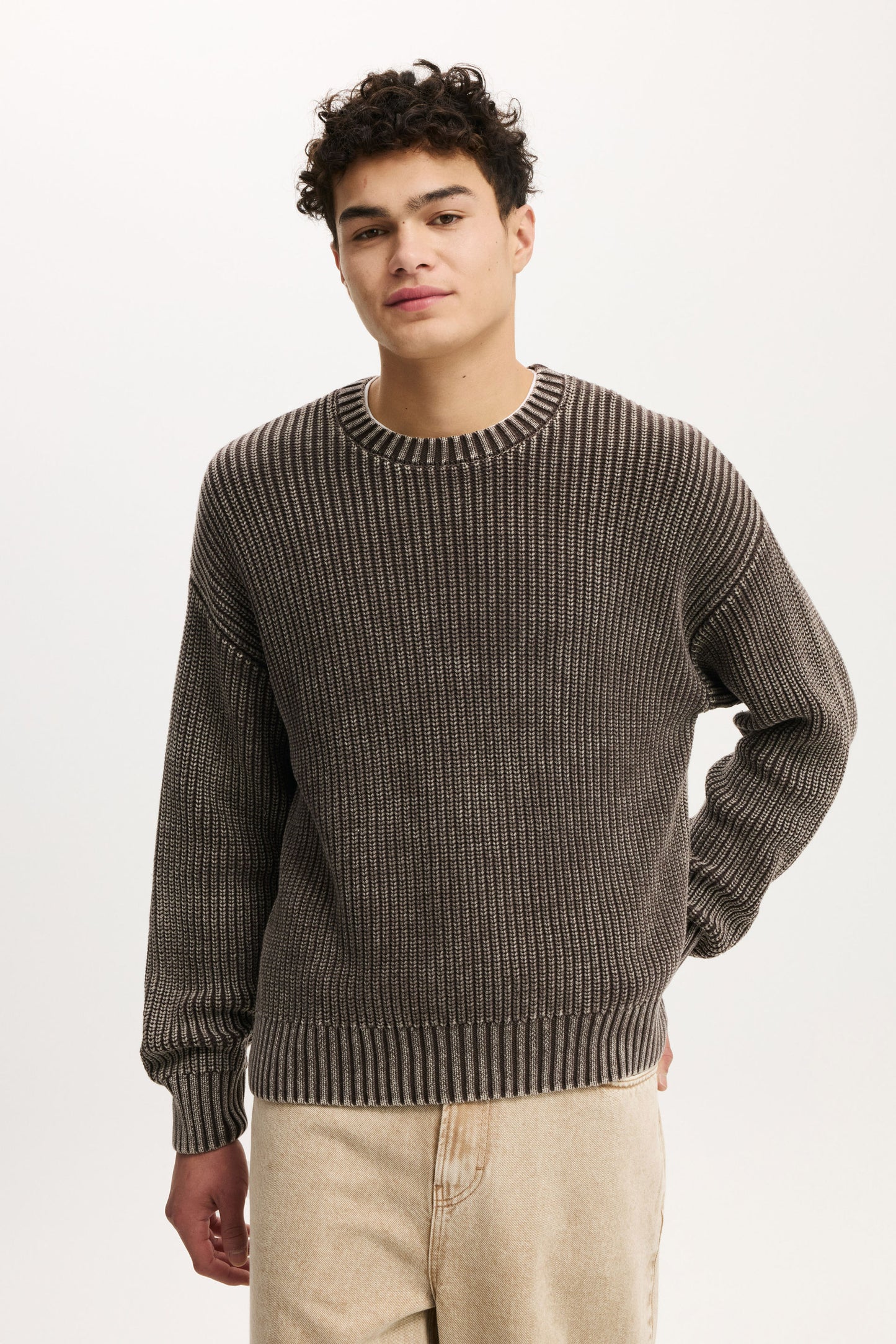 Washed Box Fit Crew Knit