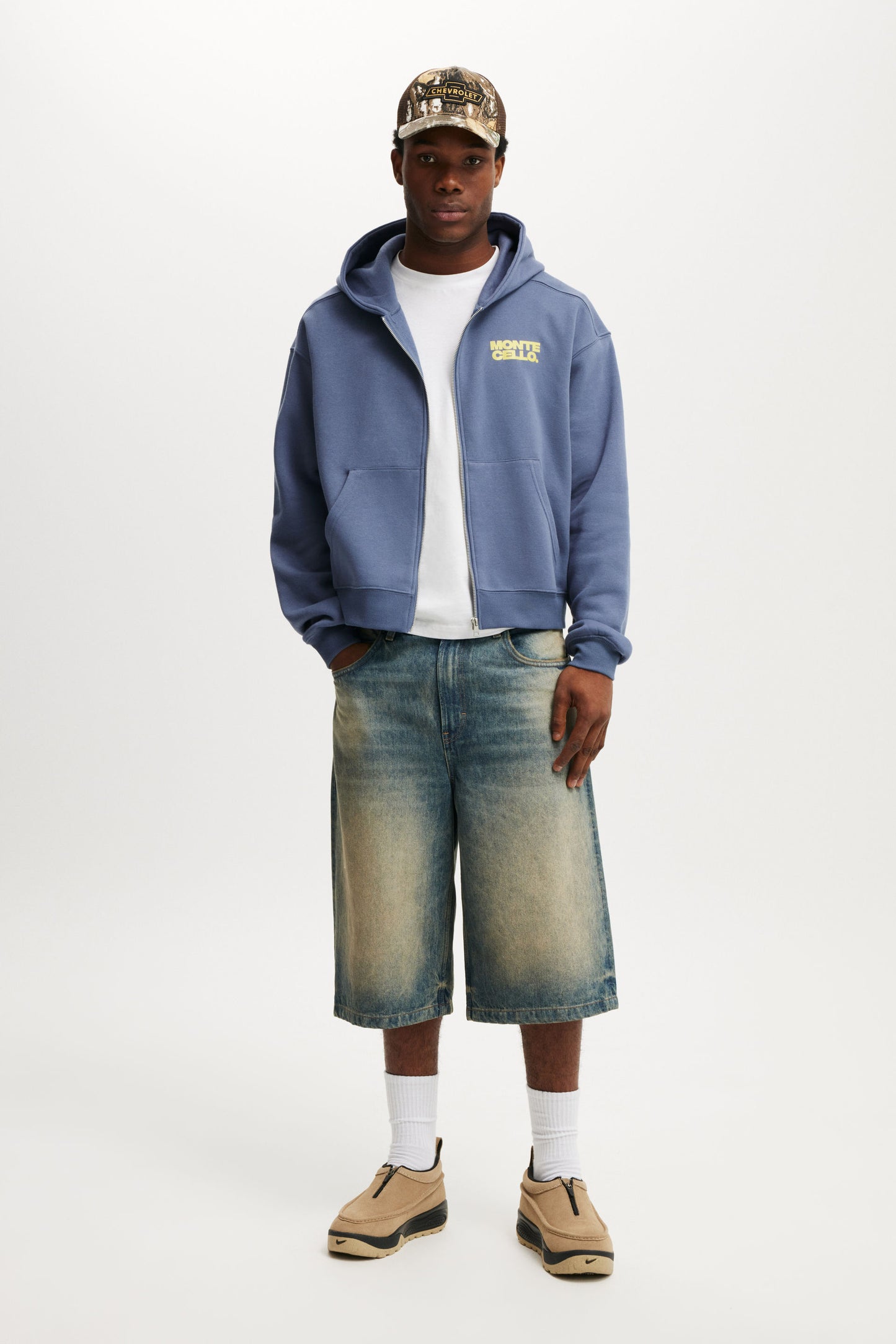 Cropped Zip Up Graphic Hoodie