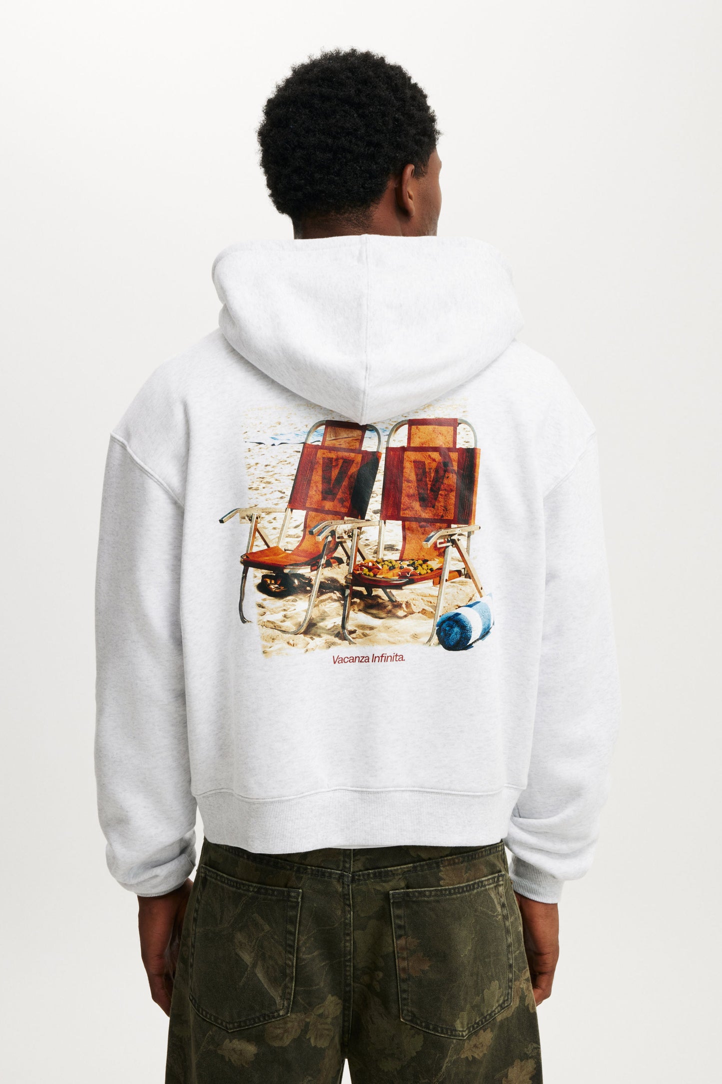 Cropped Zip Up Graphic Hoodie