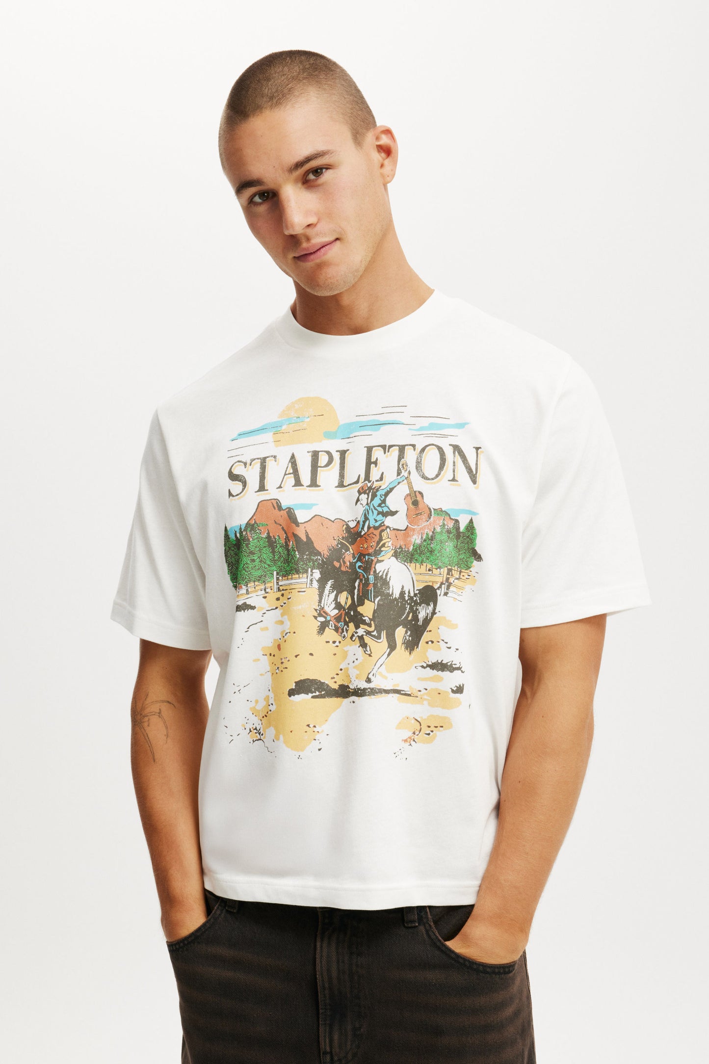 Cropped Fit Music T-Shirt