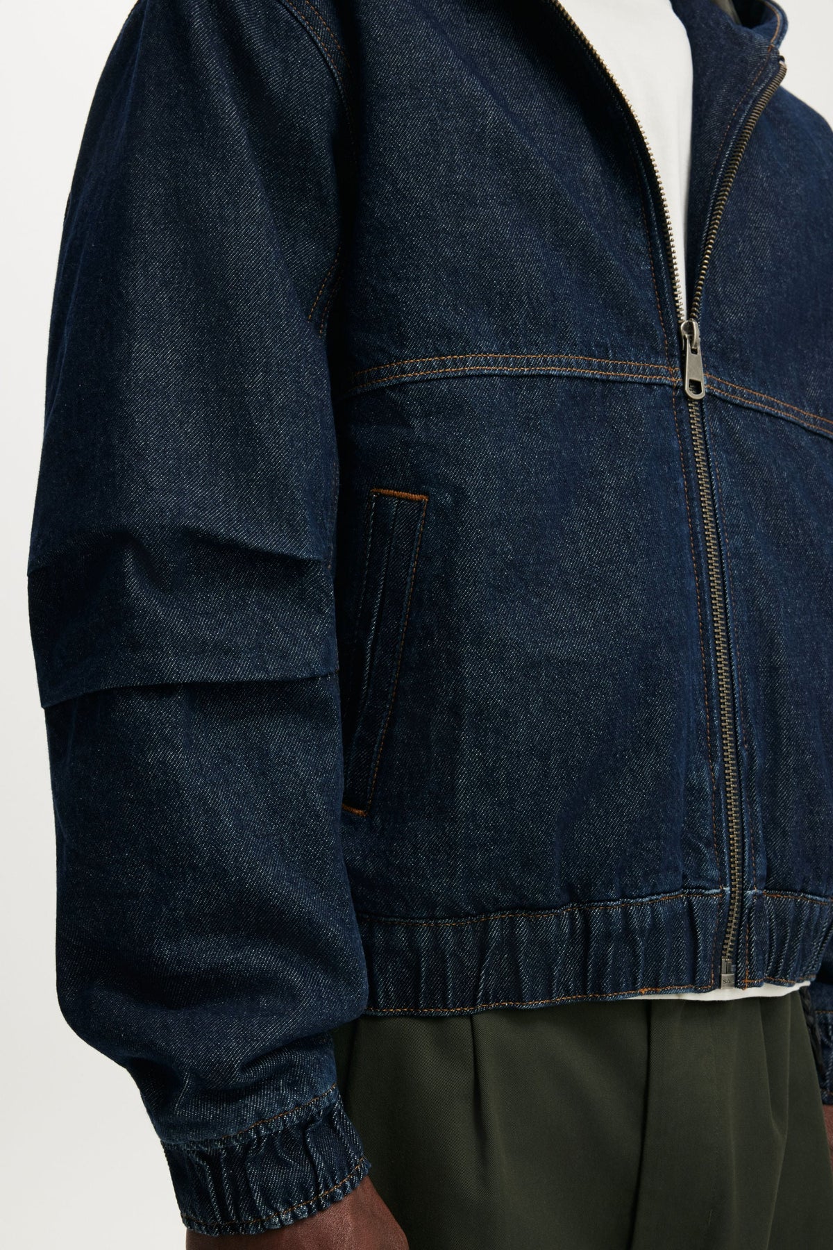 Denim Hooded Bomber Jacket