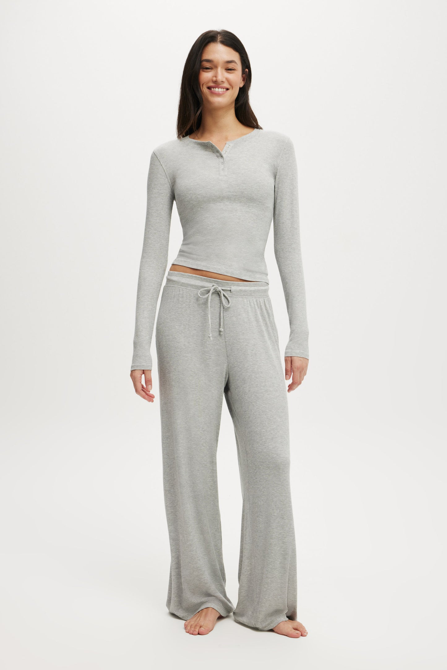 Airy Soft Henley Long Sleeve
