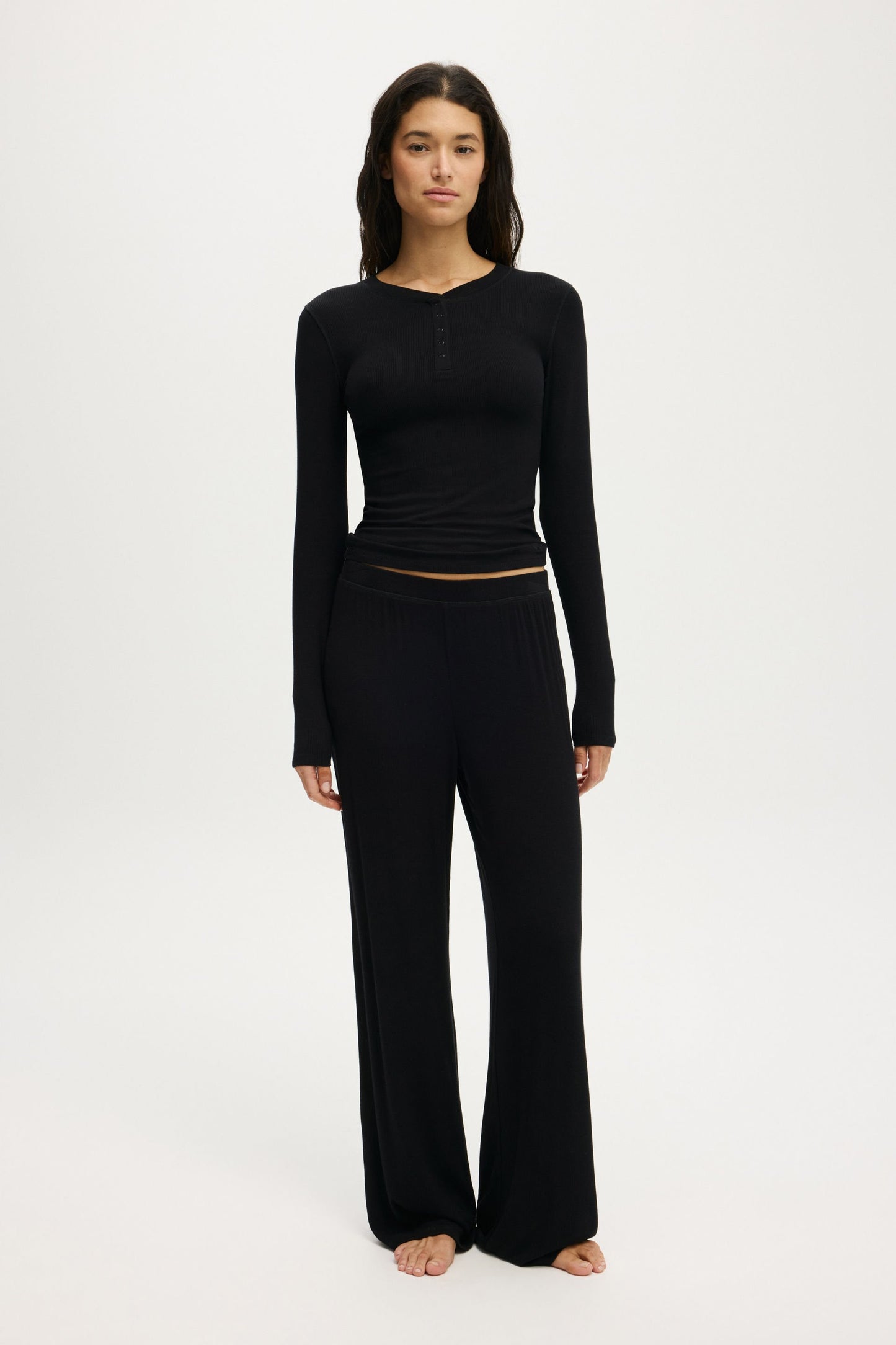 Airy Soft Henley Long Sleeve