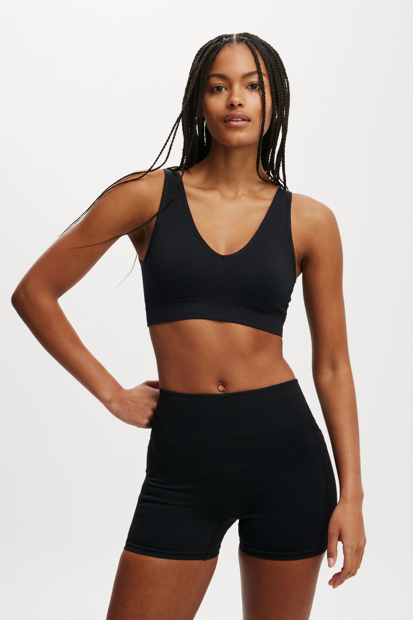 Seamless Plunge Strappy Back Crop