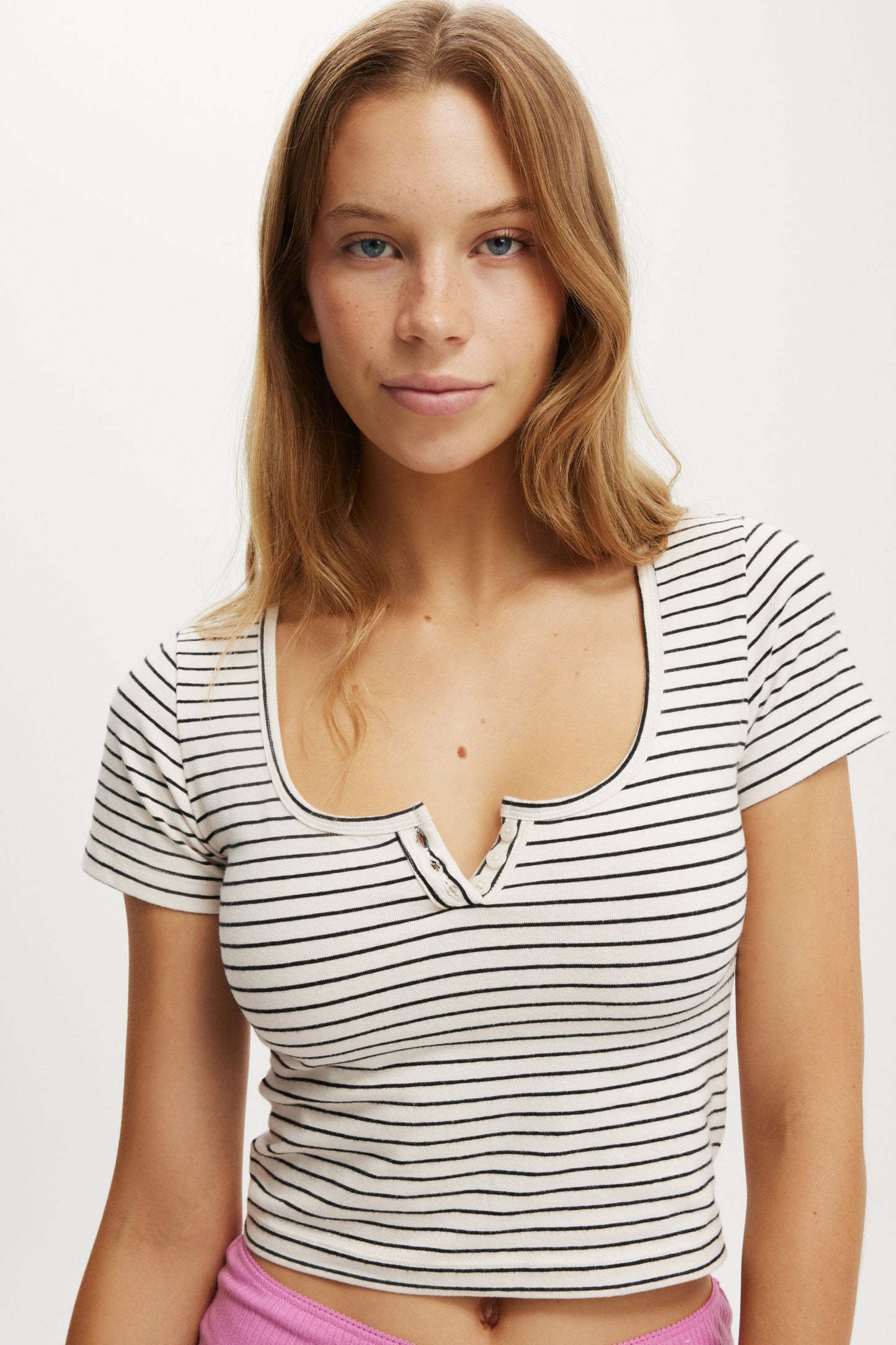 Peached Jersey Henley T - Shirt