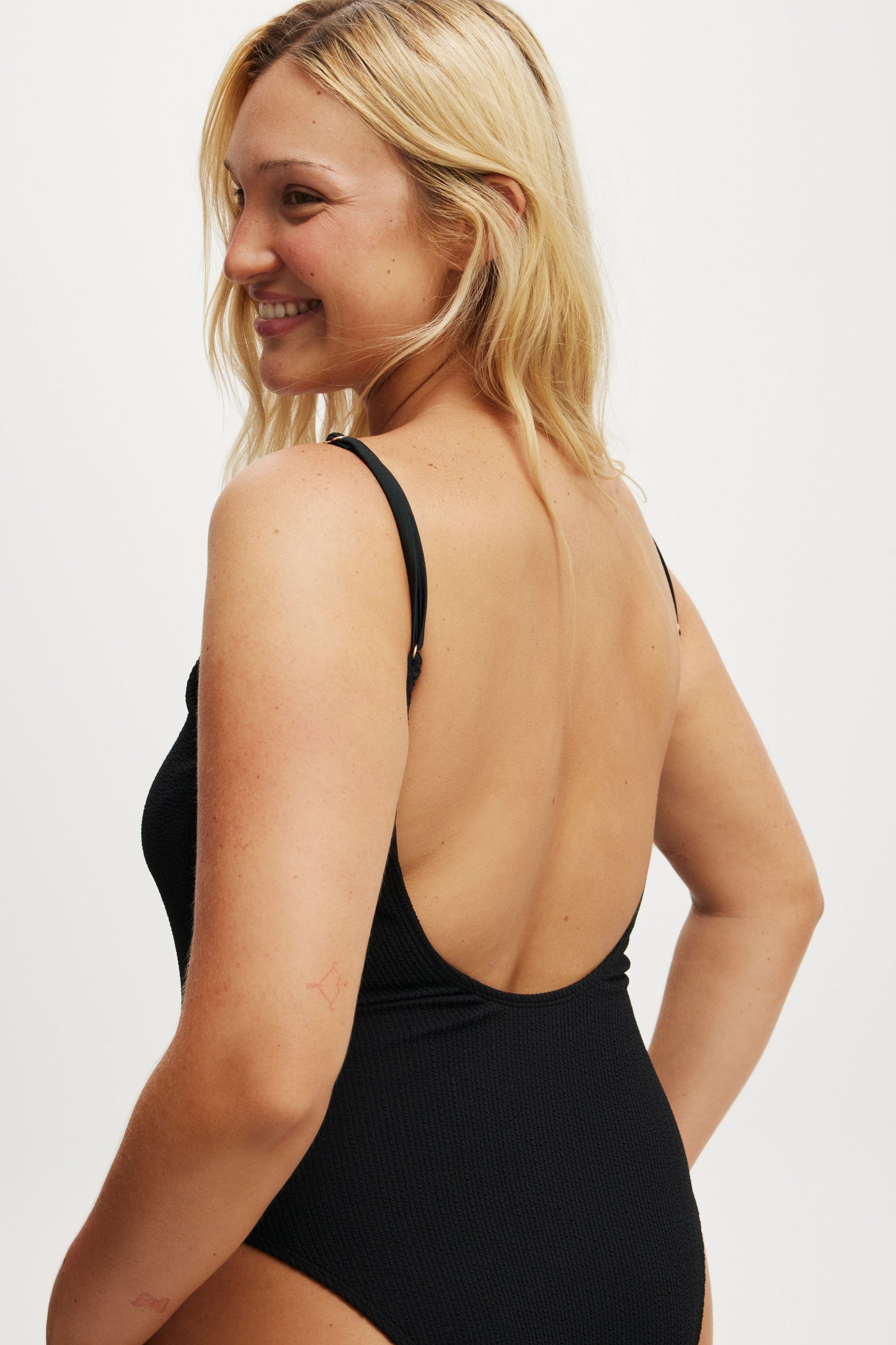 Thin Strap Low Scoop One Piece Cheeky
